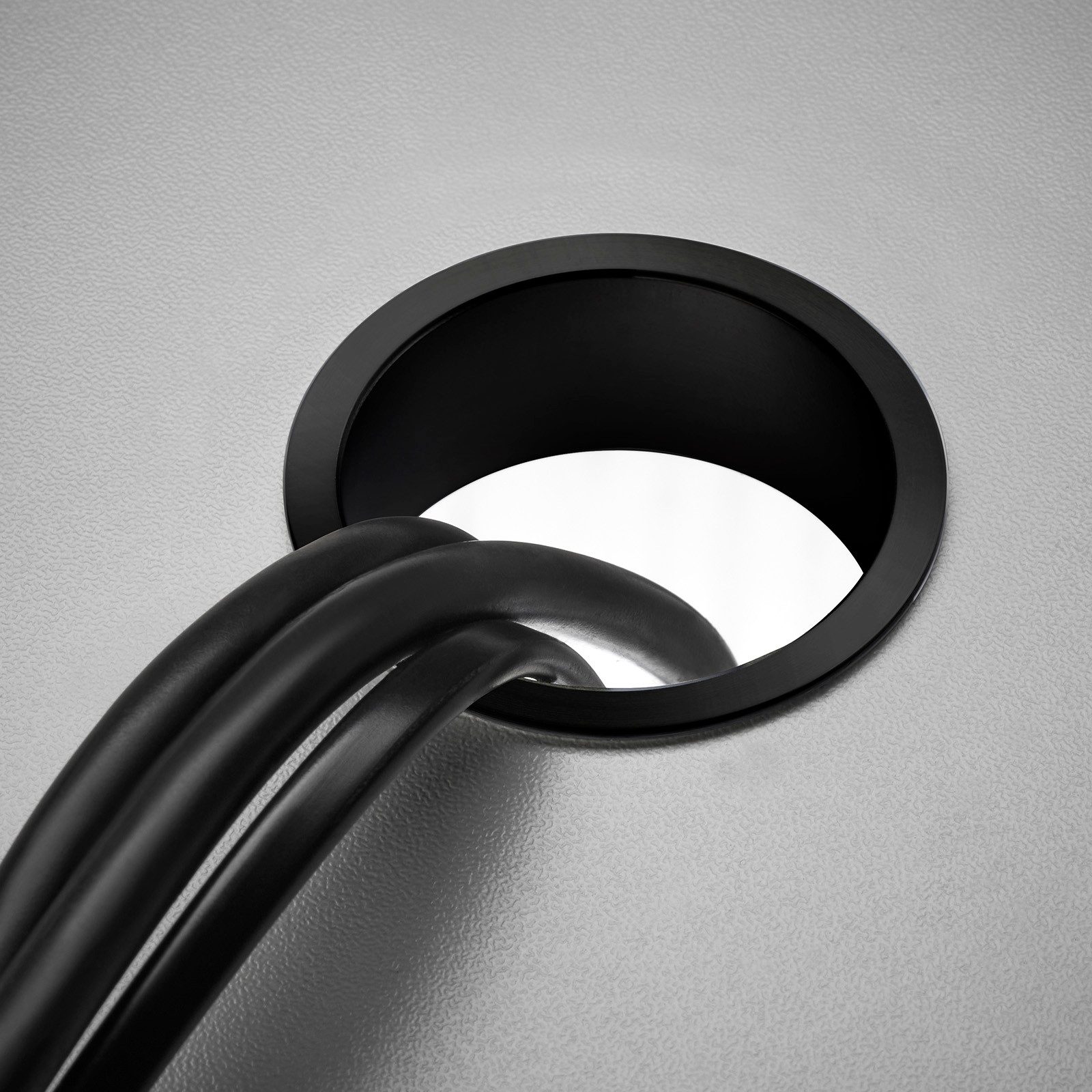 SO-TECH® Kabelkanal Kabeldurchführung Kabelring Kabeldurchlass echt Edelstahl (1-St), Einbau-Ø 50 mm / Außen-Ø 59 mm, schwarz galvanisiert
