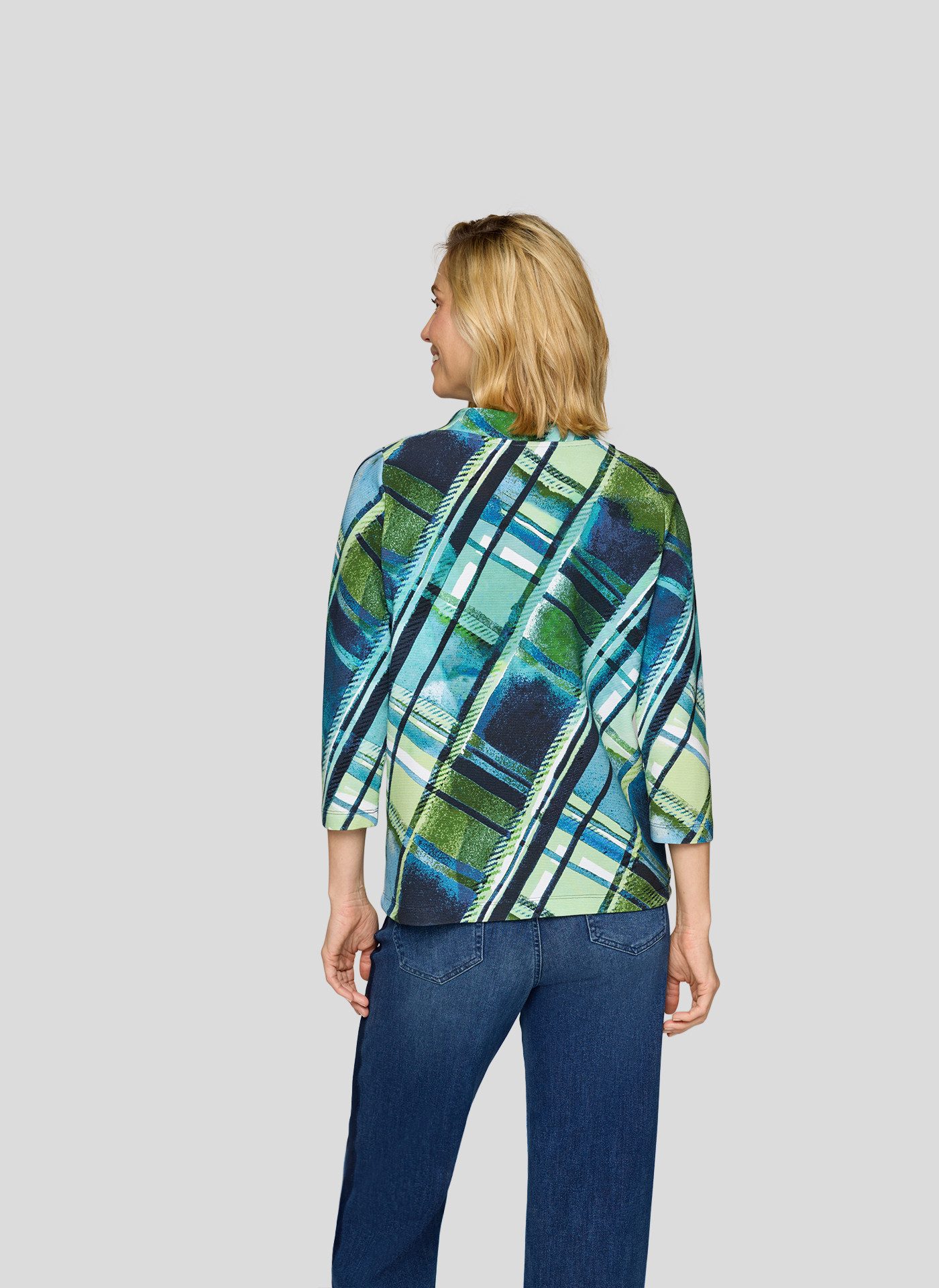Rabe 3/4-Arm-Shirt mit grafischem Muster und Stehkragen