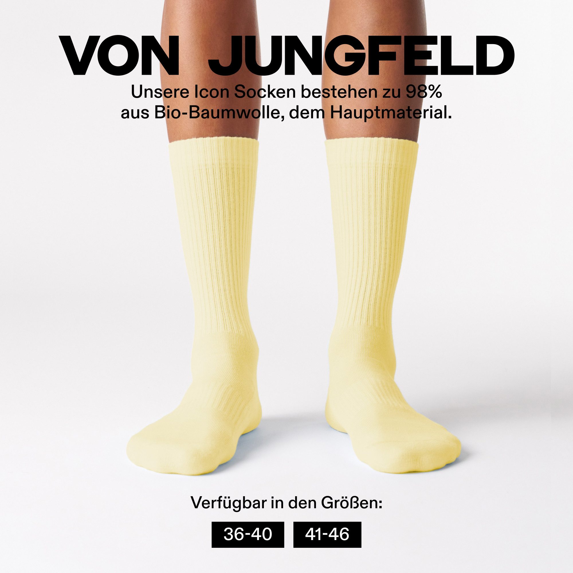 von Jungfeld Tennissocken CASUAL CLASSIC Bio-Baumwolle 36-46 Unisex 2 Paar (2-Paar, 2er-Pack) Sportsocken mit verstärkter Ferse & Fußsohle für Damen & Herren