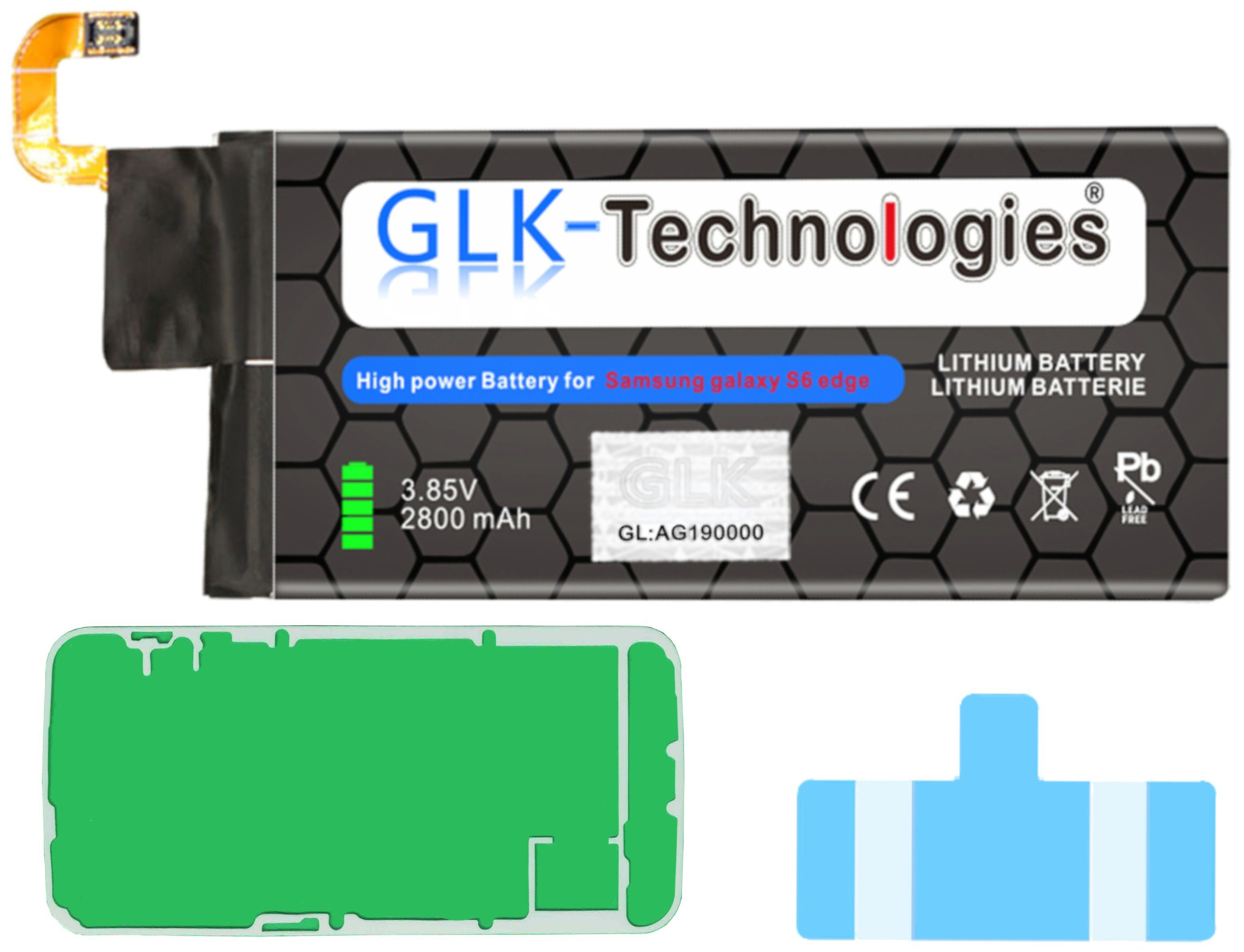 mAh GLK-Technologies Akku, 2800 Smartphone-Akku Edge Set mit SM-G925F 2800 Battery, GLK-Technologies kompatibel Ohne EB-BG925ABE, Ersatzakku Samsung Original accu, High-Capacity Galaxy mAh S6 /