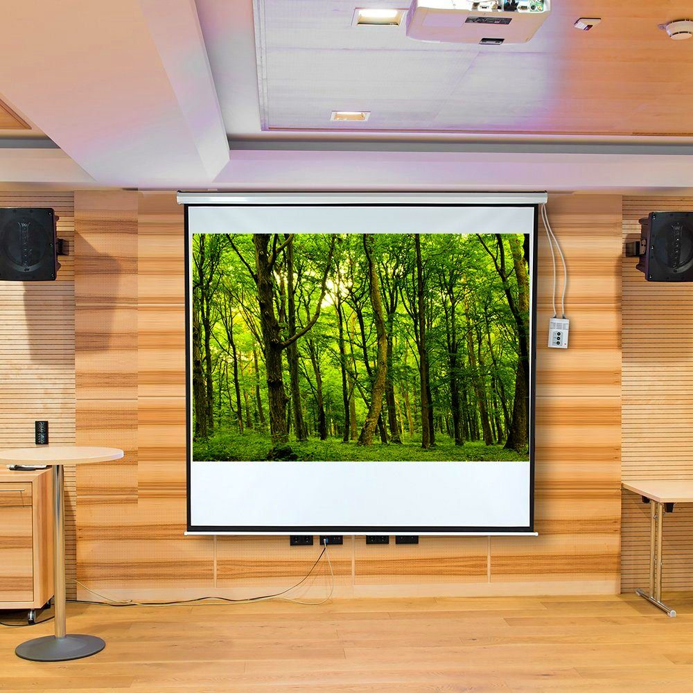ideal für HD-TV mit Motor und Fernbedienung 113 Zoll Projektoren Heimkino Melko® elektrische Leinwand für Beamer Büro 203 x 203 cm 