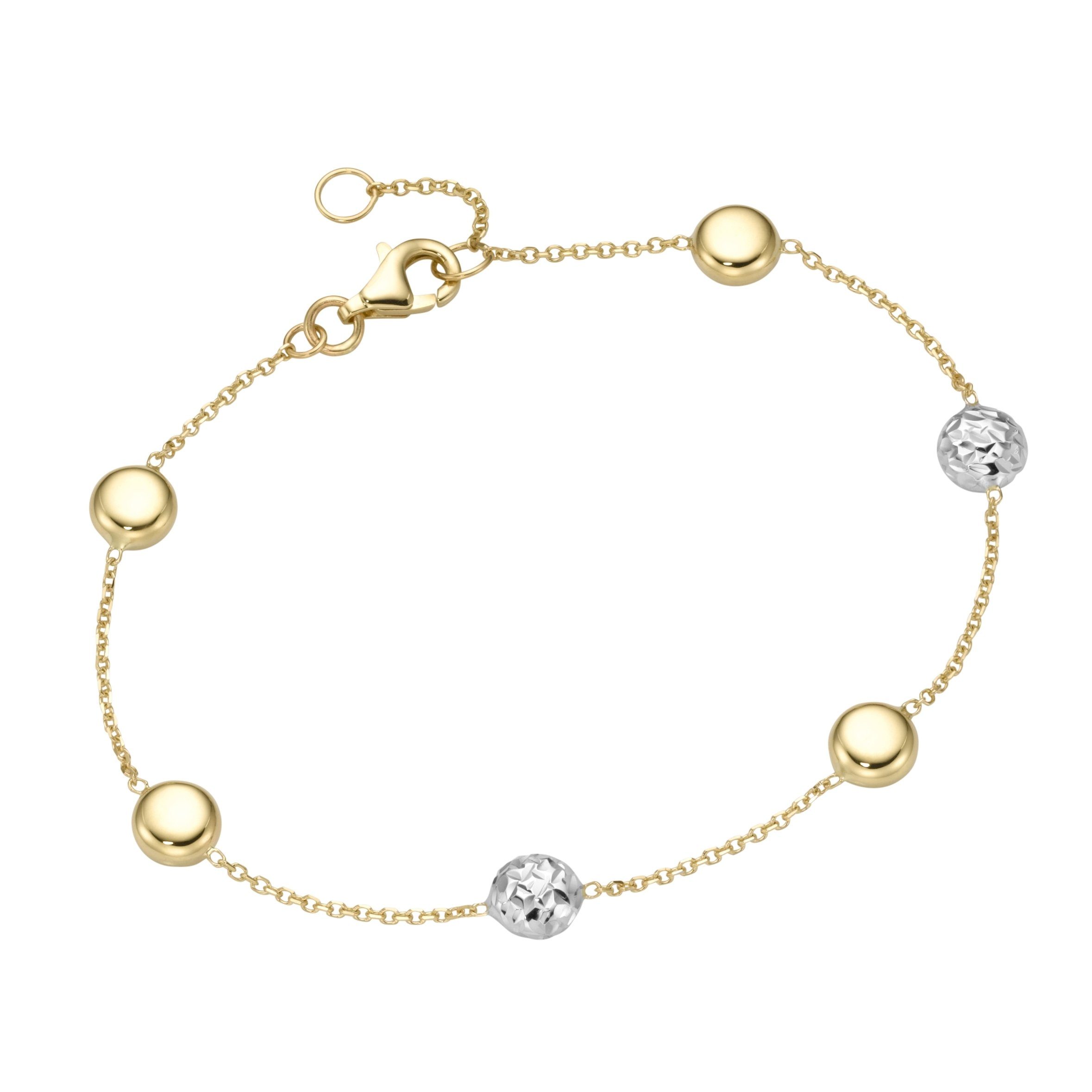 Gold Merano mit Ankerkette linsenförmige Zwischenteilen, Armband 585 Luigi Armband