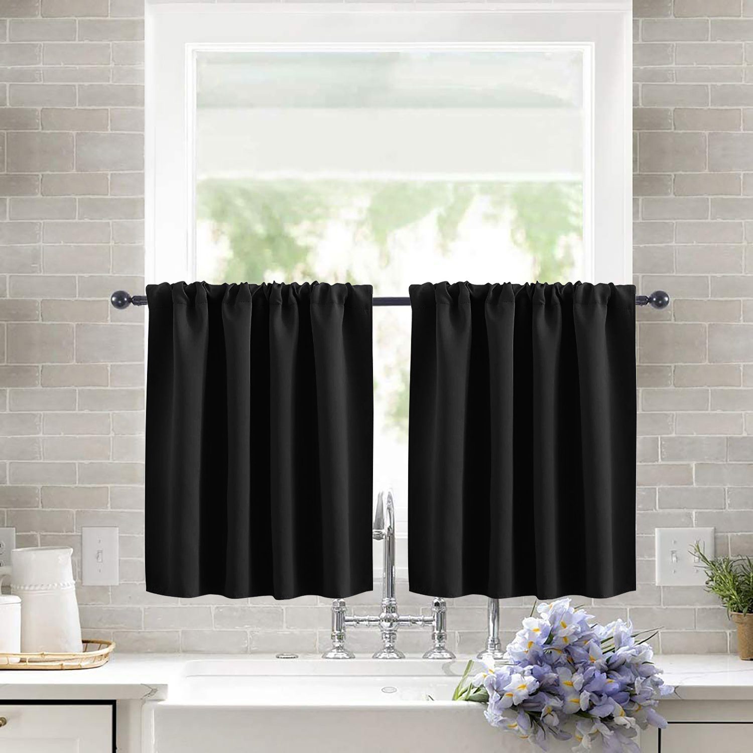 Meioro Scheibengardinen 2er-Set – Halbkurz, Blickdicht, Weiß, 76x91 Cm, Polyester, Für Küche & Kleine Fenster