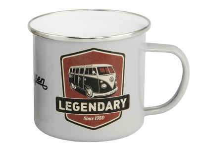 VW Collection by BRISA Tasse Volkswagen Große Emaille Kaffee-Tee-Tasse-Becher-Haferl, Stahlblech, für Camping & Outdoor T1 Bus in verschiedenen Farben und Designs