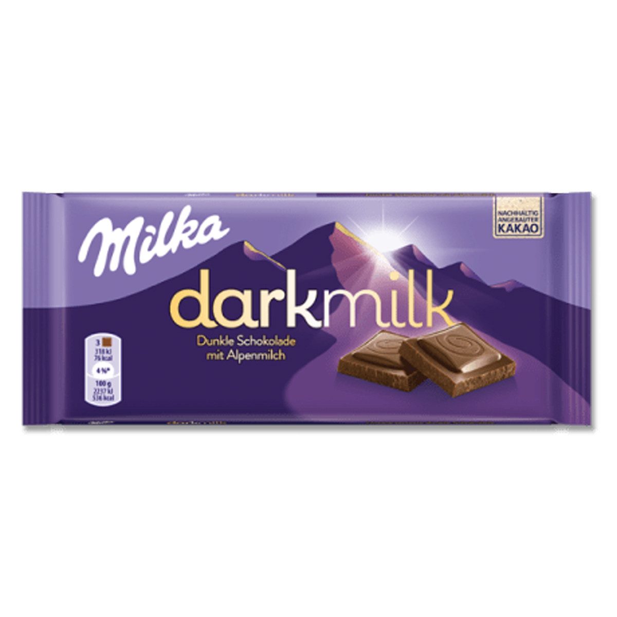 MILKA Schokolade, Milka darkmilk dunkle zarter Alpenmilchschokolade mit extra Kakao 85g