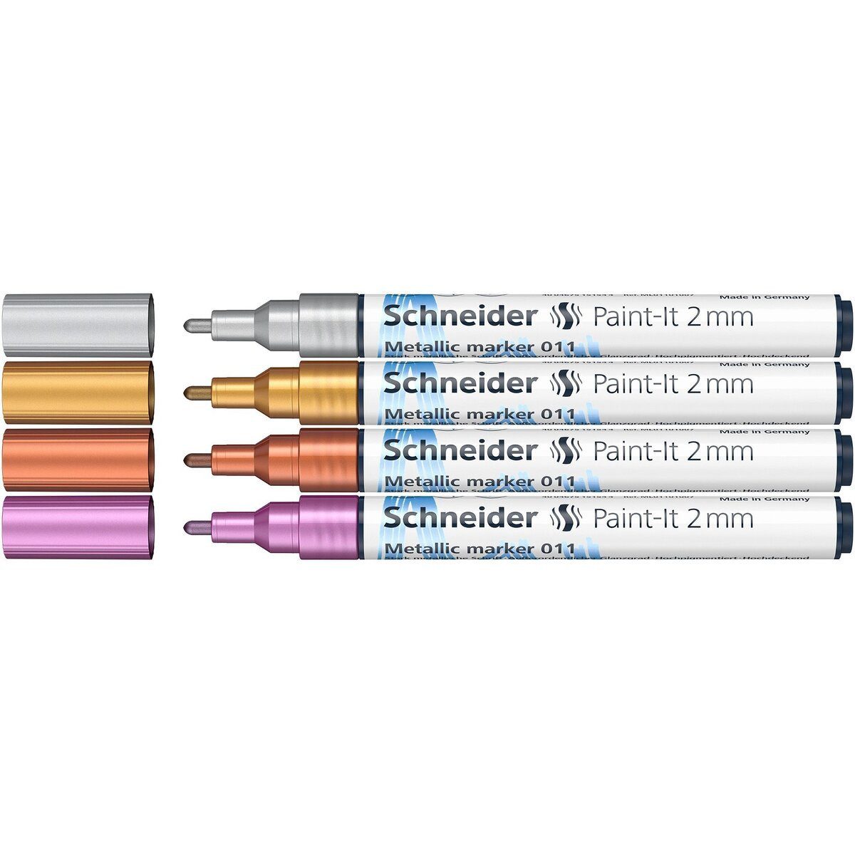 SCHNEIDER Permanentmarker Metallicmarker Paint-It 011 - 2 mm sortiert 4er Etui Set 1.