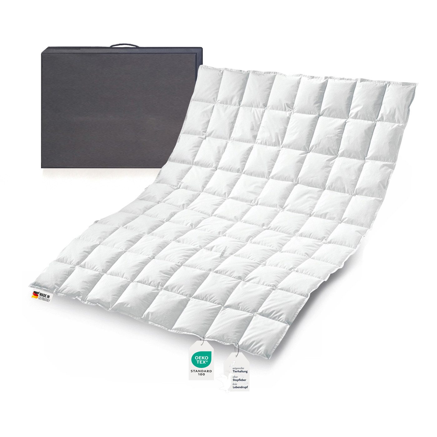 Bettenhaus Breuer Daunenbettdecke Sommer Daunendecke 100% canadische Daunen Sommerdecke 135x200 250g, Füllung: 100% silberweiße canadische Daunen, Bezug: 100% Baumwolle, Vom Forschungsinstitut Hohenstein auf Schadstoffe geprüft.