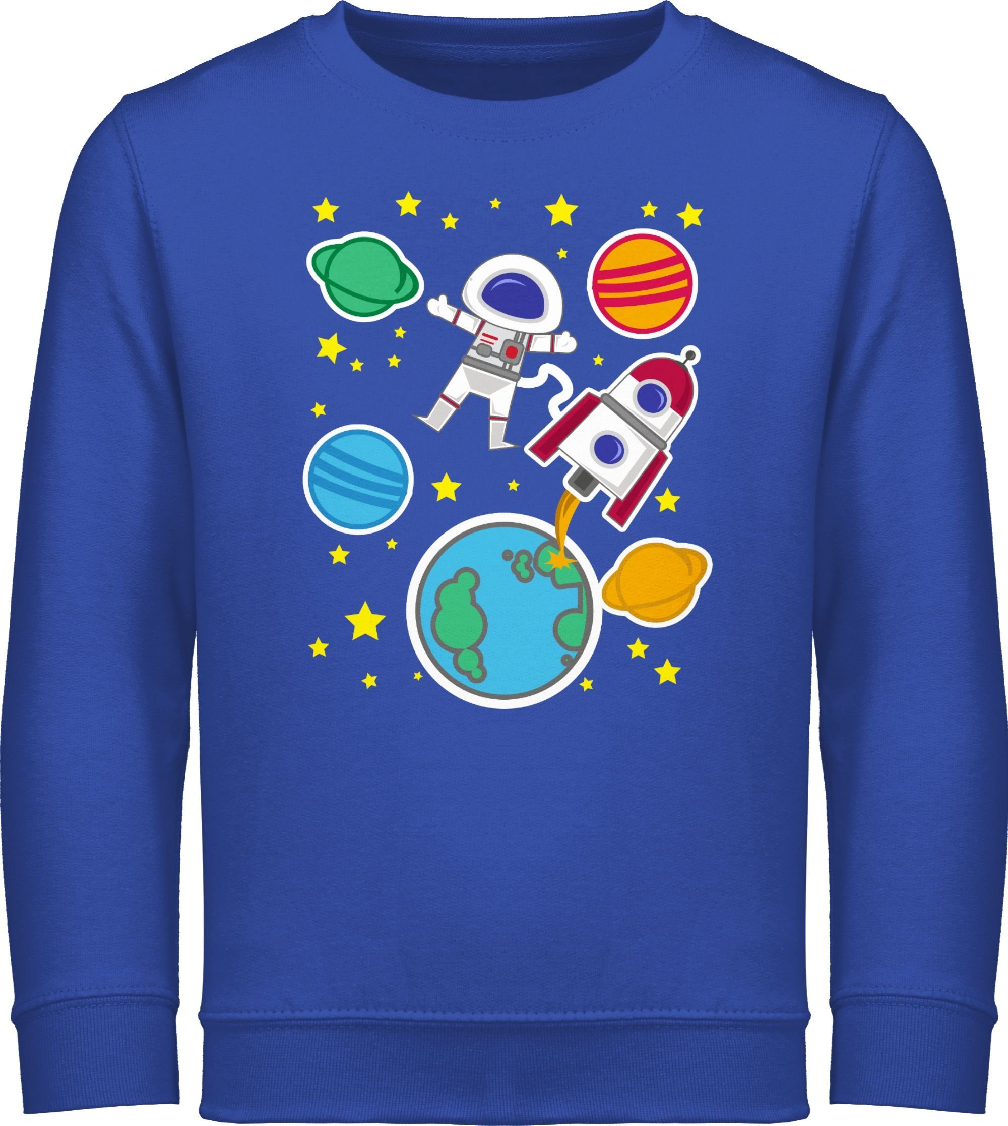 Shirtracer Sweatshirt Weltall mit Astronaut Kindermotive 1 Royalblau