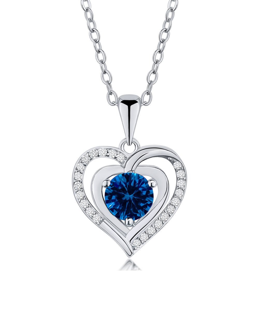 Herzkette 'Alina' Damen Halskette Silber 925 Herz Anhänger blau