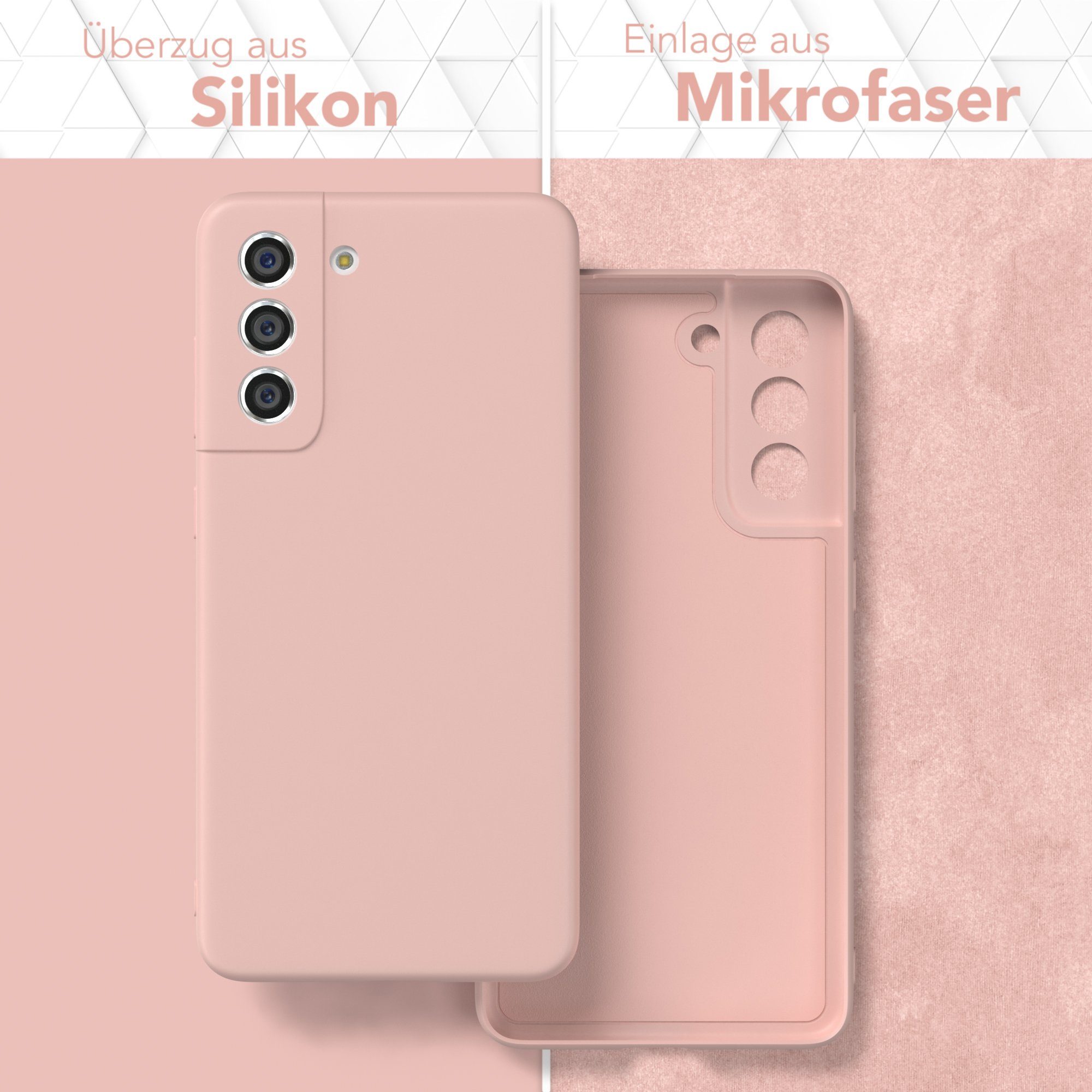 EAZY CASE Handyhülle für Samsung Galaxy S21 FE 5G Hülle Silikon 6,41 Zoll, Hülle mit Kameraschutz Bumper Case silikonschutzhülle Rosa / Altrosa