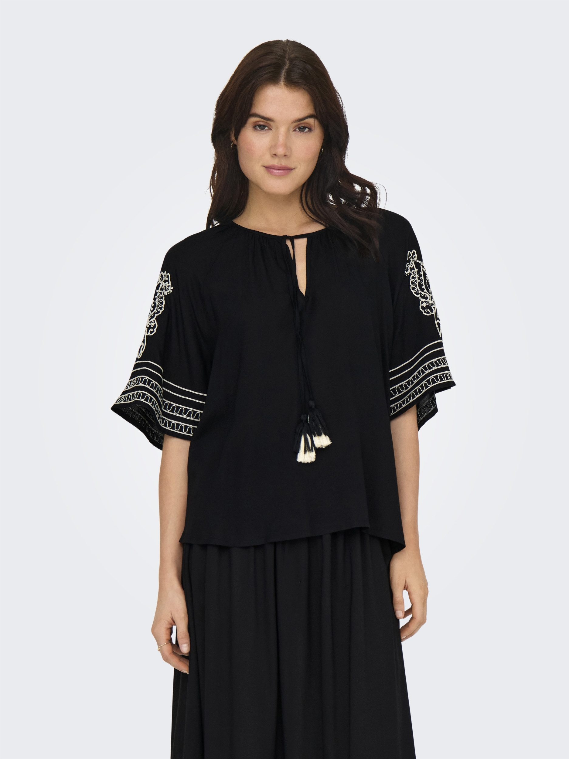 pieces Schlupfbluse - feminine Schlupfbluse mit Stickerei