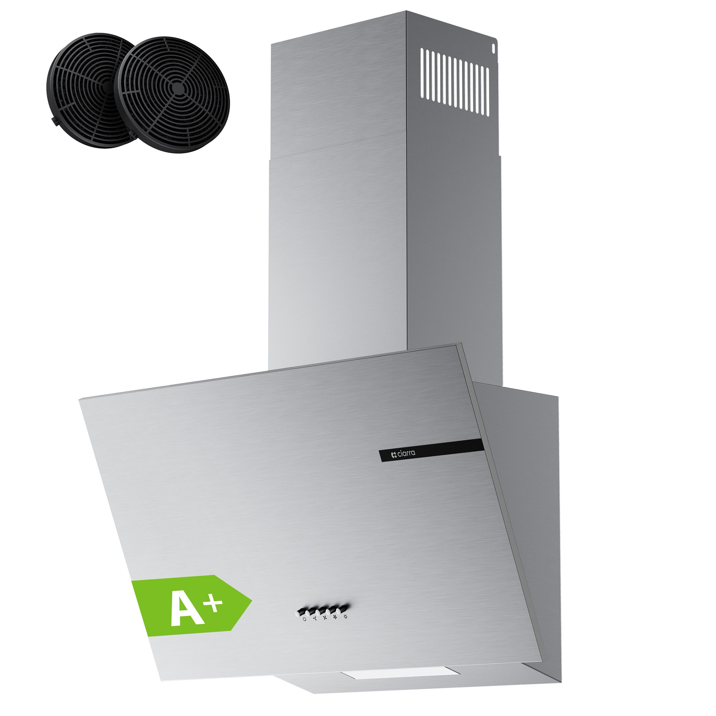 CIARRA Kopffreihaube VMS6765A Schräghaube VMS6765A Schräghaube, 580 m³/h Dunstabzugshaube 60cm A+ Umluft & Abluft mit LED