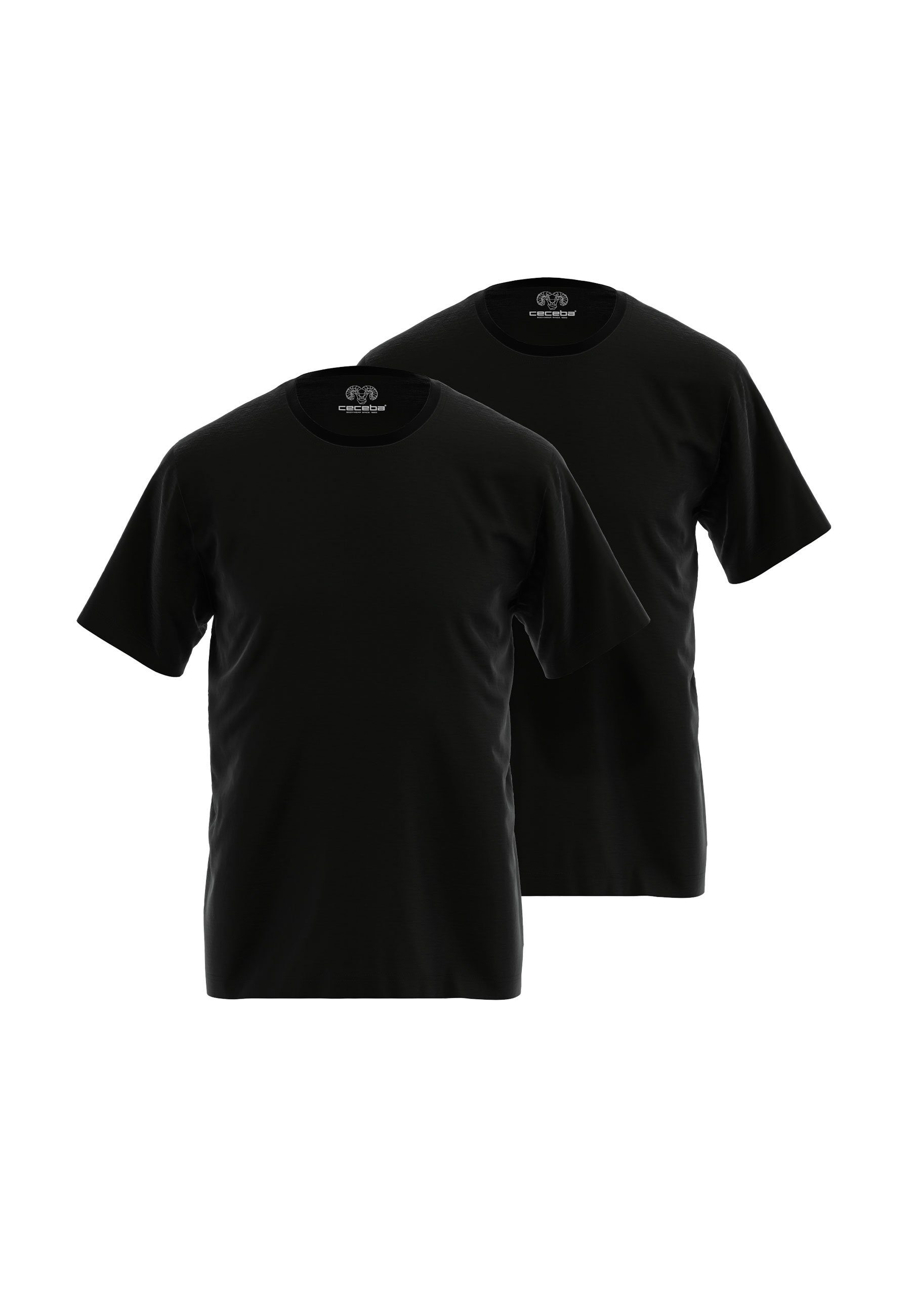 CECEBA Unterziehshirt CECEBA Herren Shirt schwarz uni 2er Pack (2-St)