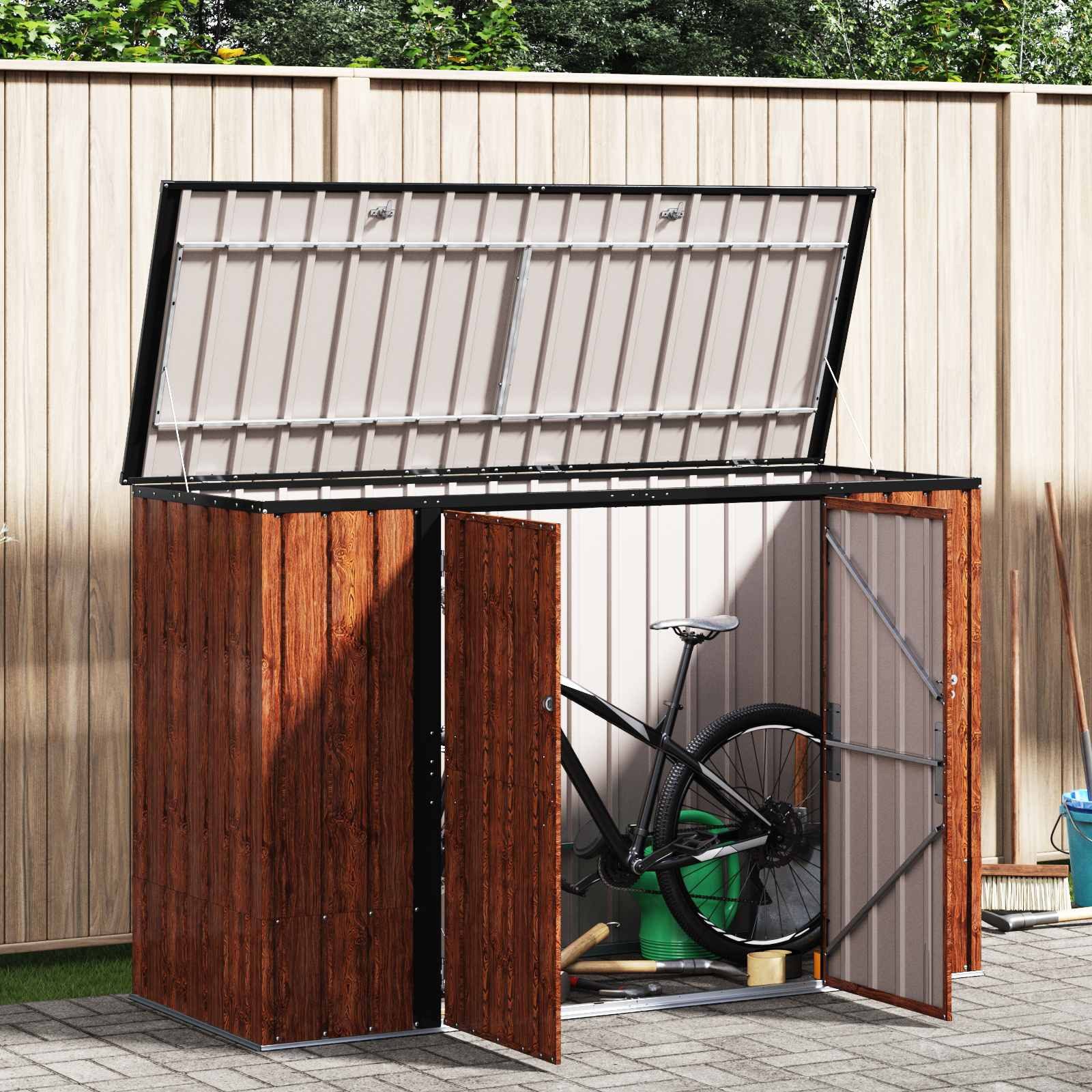 vidaXL Gartenhaus Gartenlagerbox Braun 214 x 82 x 132 cm Stahl – Bild 4 von 5