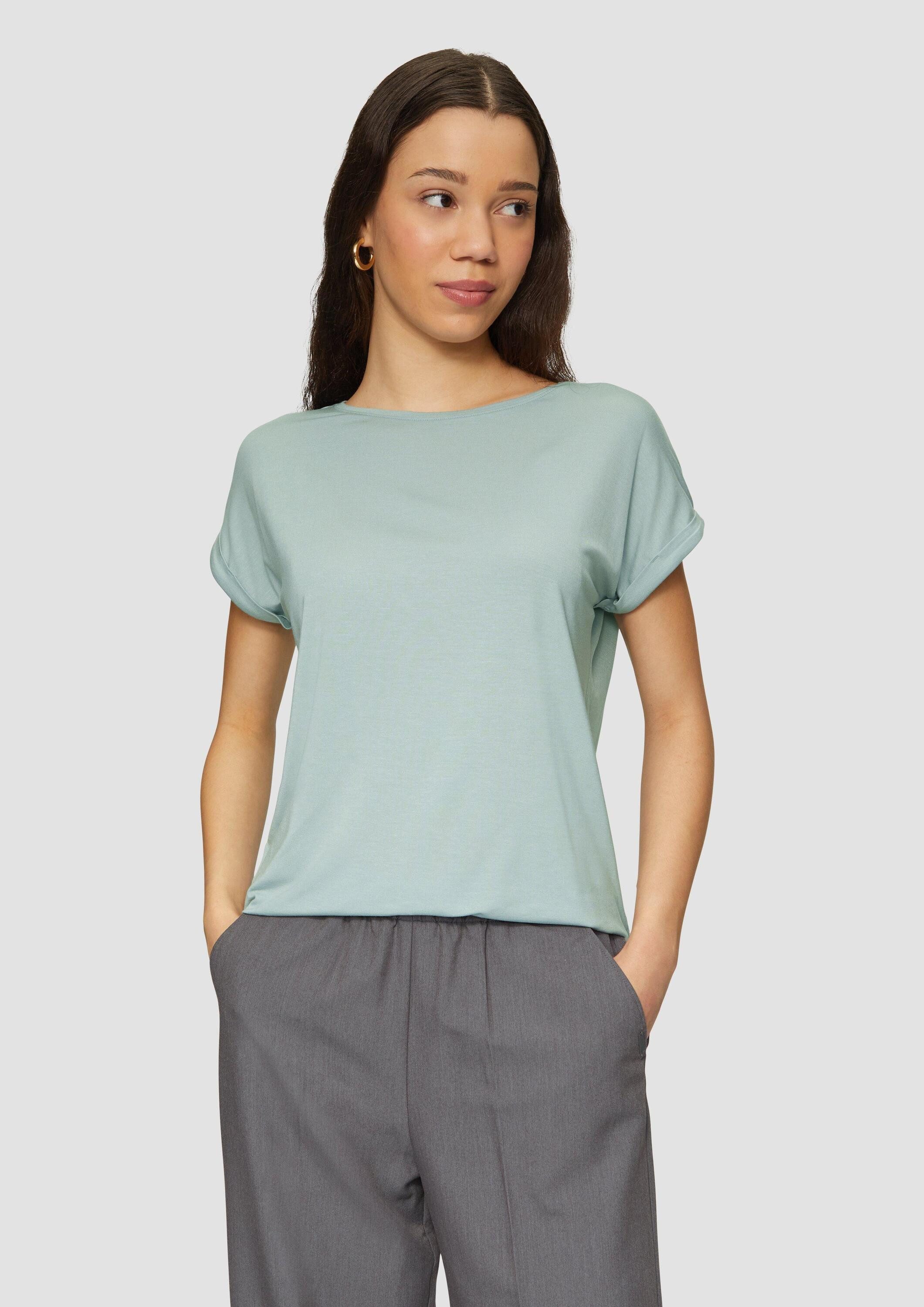 QS Kurzarmshirt T-Shirt Loose Fit-Shirt im Lyocellmix günstig online kaufen