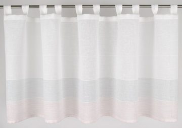 Scheibengardine Scheibengardine Bistrogardine Küchengardine 4022 Wollweiß Rosa Mint 50x140 cm mit 10 Schlaufen Leinenoptik, EXPERIENCE, Schlaufen (1 St), halbtransparent, Batist, Batiststore