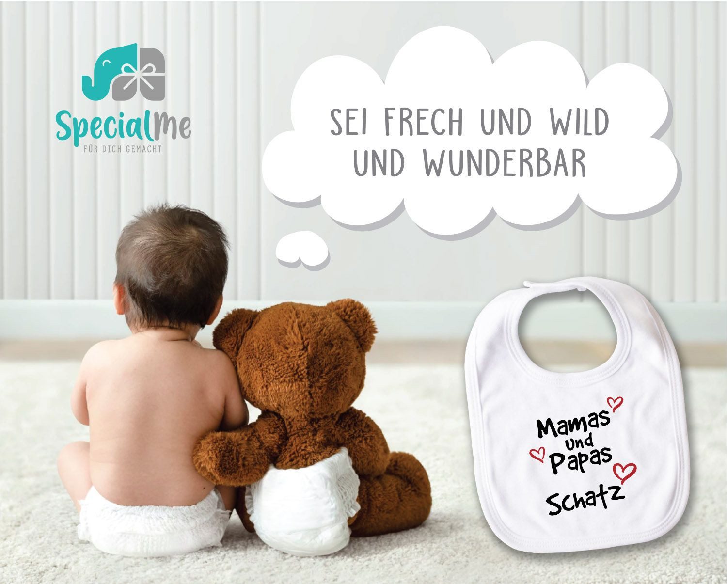 SpecialMe Lätzchen Baby Lätzchen mit Spruch Mamas/Papas Schatz Herz-Motive Baumwolle