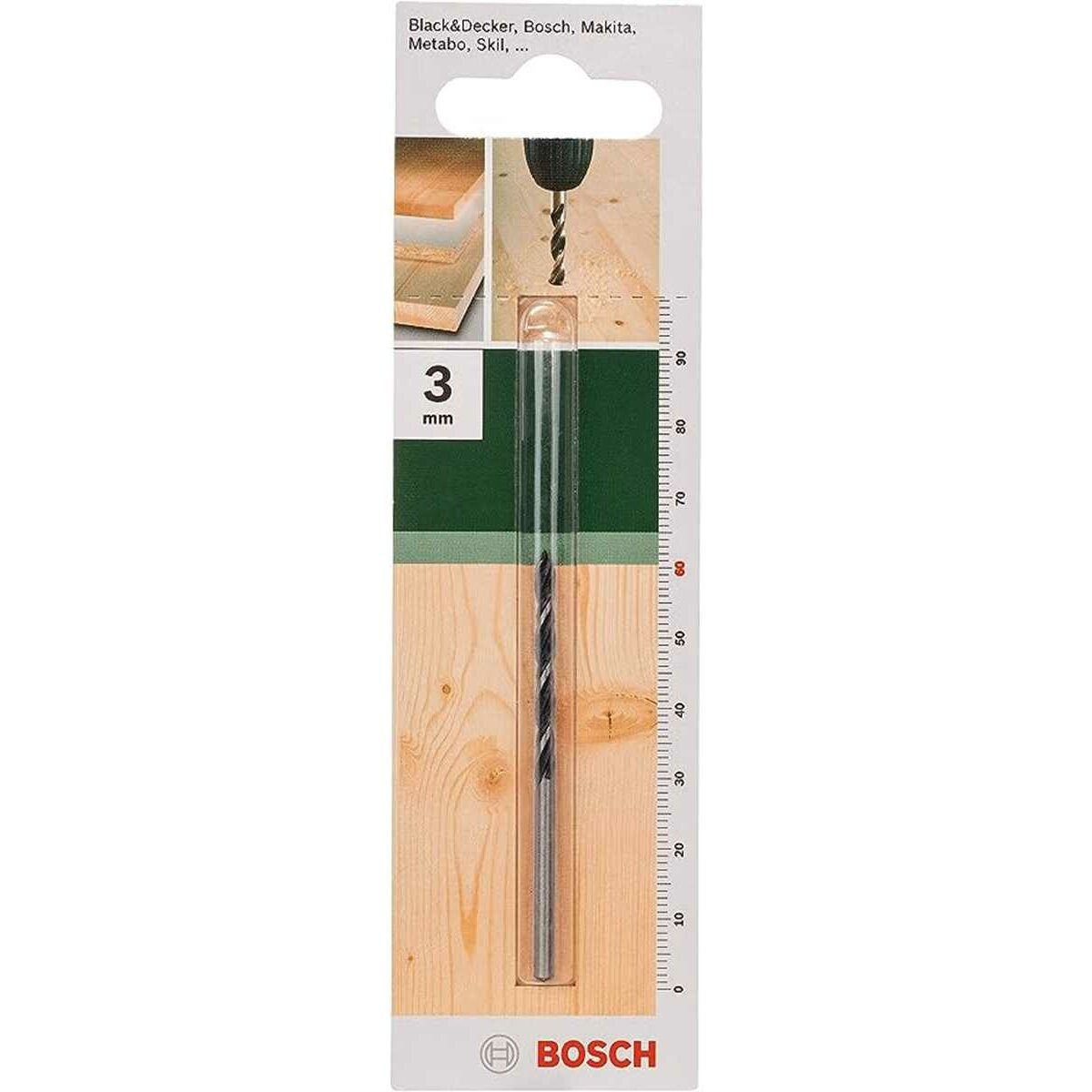 BOSCH Holzbohrer Bosch 1x Holzspiralbohrer für Weichholz, Hartholz, Ø 3 mm