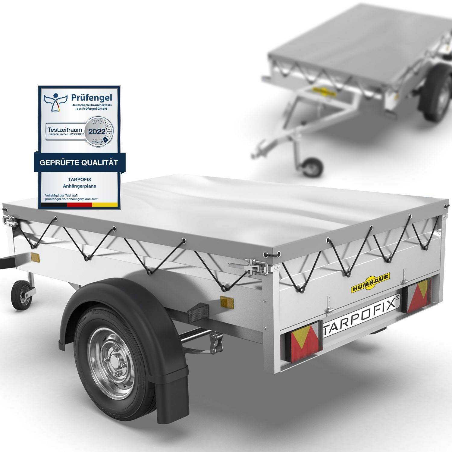 Tarpofix® Schutzplane Tarpofix Anhängerplane Flachplane für 750kg Anhänger, Flachplane 258x136 cm Grau für Stema & Co.