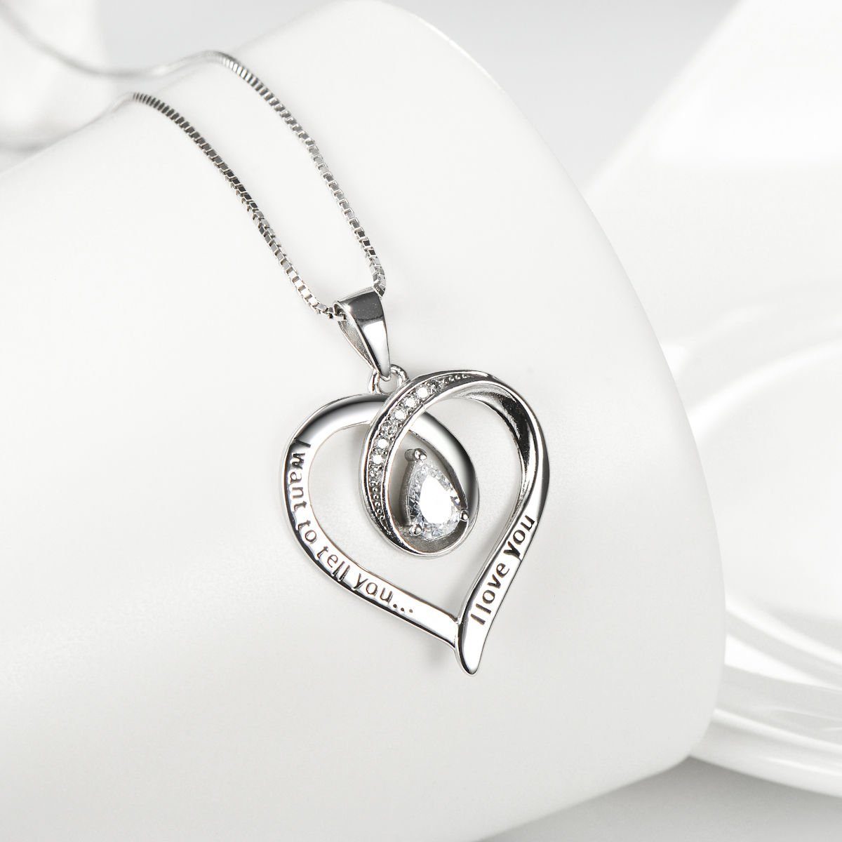 Herz mit 925 Sterling I "I You", Anhänger Love to you... want Kette Schmuck-Elfe tell Silber