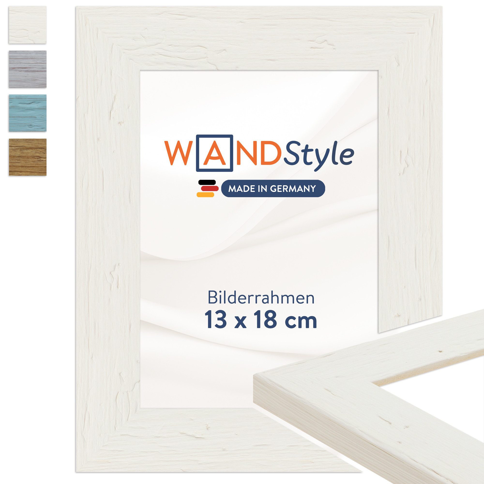 WANDStyle Bilderrahmen H750, Weiß, aus Massivholz im Landhaus Stil