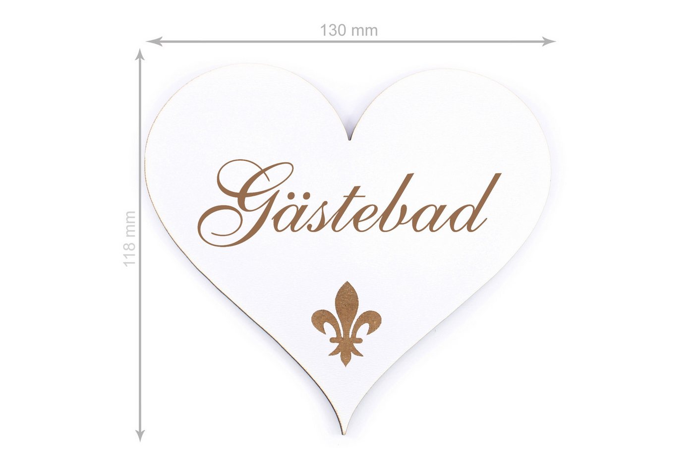Thumbnail - Dekolando Hinweisschild Türschild Herz - Gästebad - Schild 13 x 12 cm - Schilder Türschilder