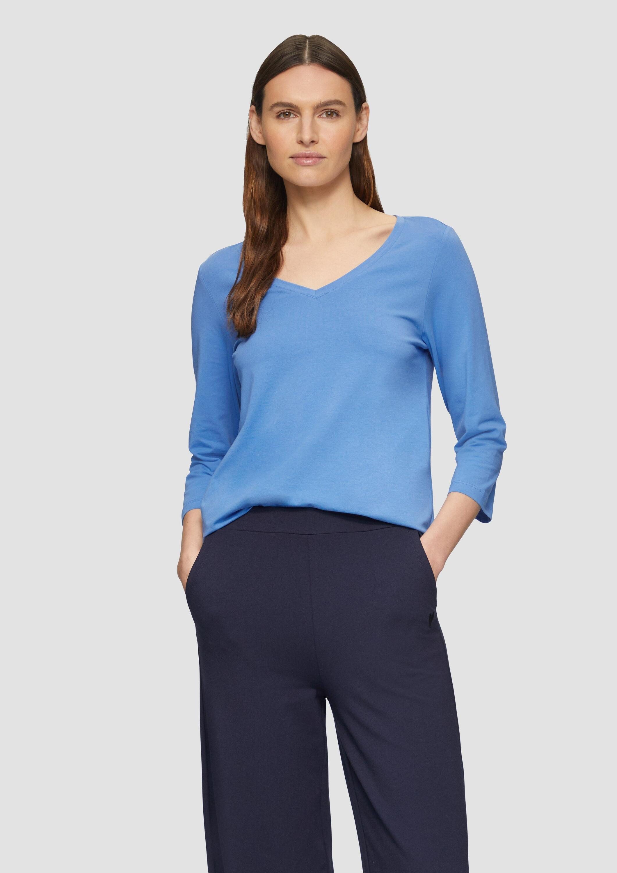 s.Oliver 3/4-Arm-Shirt T-Shirt Jerseyshirt mit V-Ausschnitt und 3/4-Ärmeln günstig online kaufen