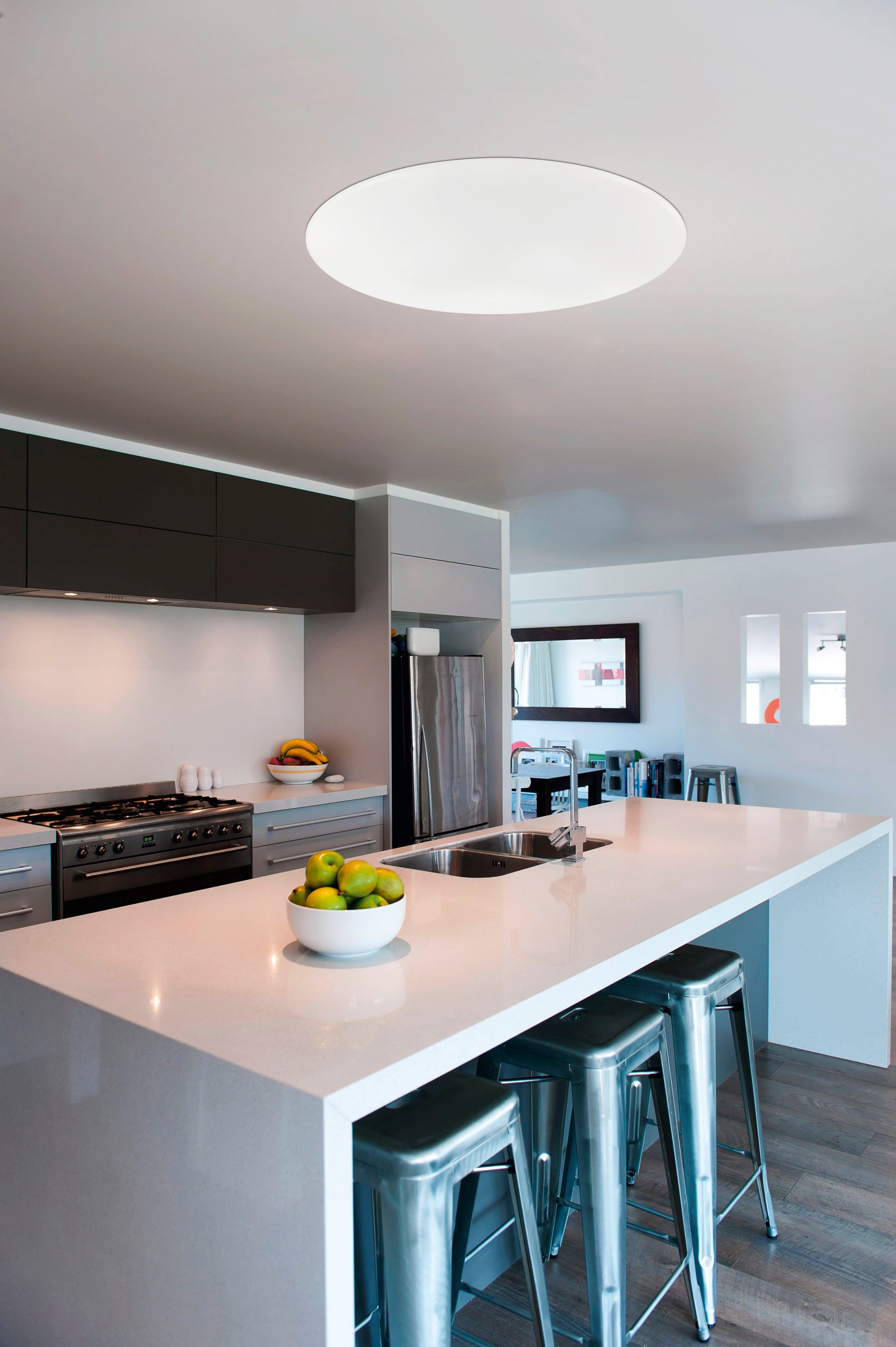 EGLO Deckenleuchte GIRON Deckenlampe, Stahl und Kunststoff, IP20, Wohnzimmerlampe, Lampe, LED fest integriert, Extra-Warmweiß, Kaltweiß, Neutralweiß, Tageslichtweiß, Warmweiß, Deckenleuchte, Stahl, Kunststoff, Weiß, Ø57 cm, dimmbar CCT