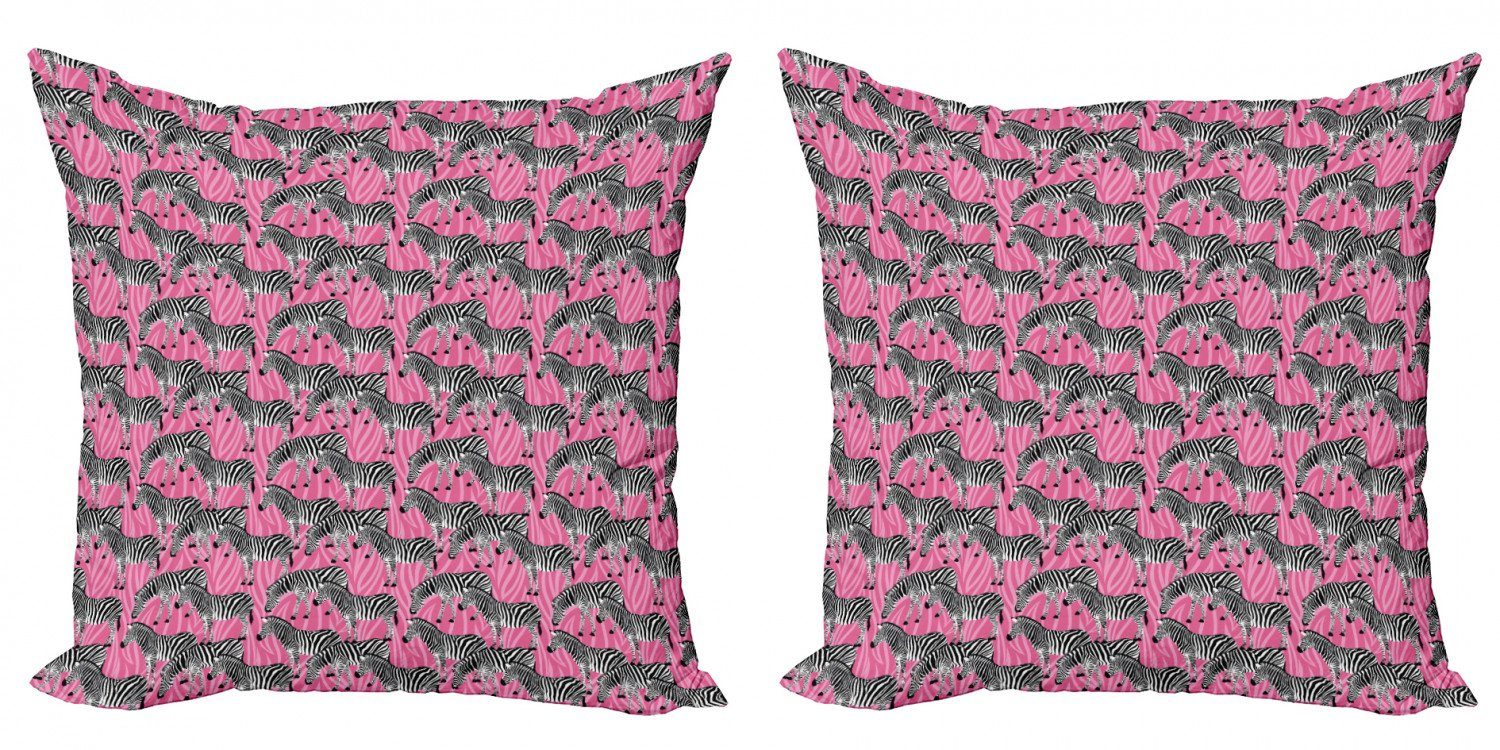 Kissenbezüge Digitaldruck, Tiere Accent Zebra Modern (2 Stück), rosa Doppelseitiger Pastell Abakuhaus Wilde