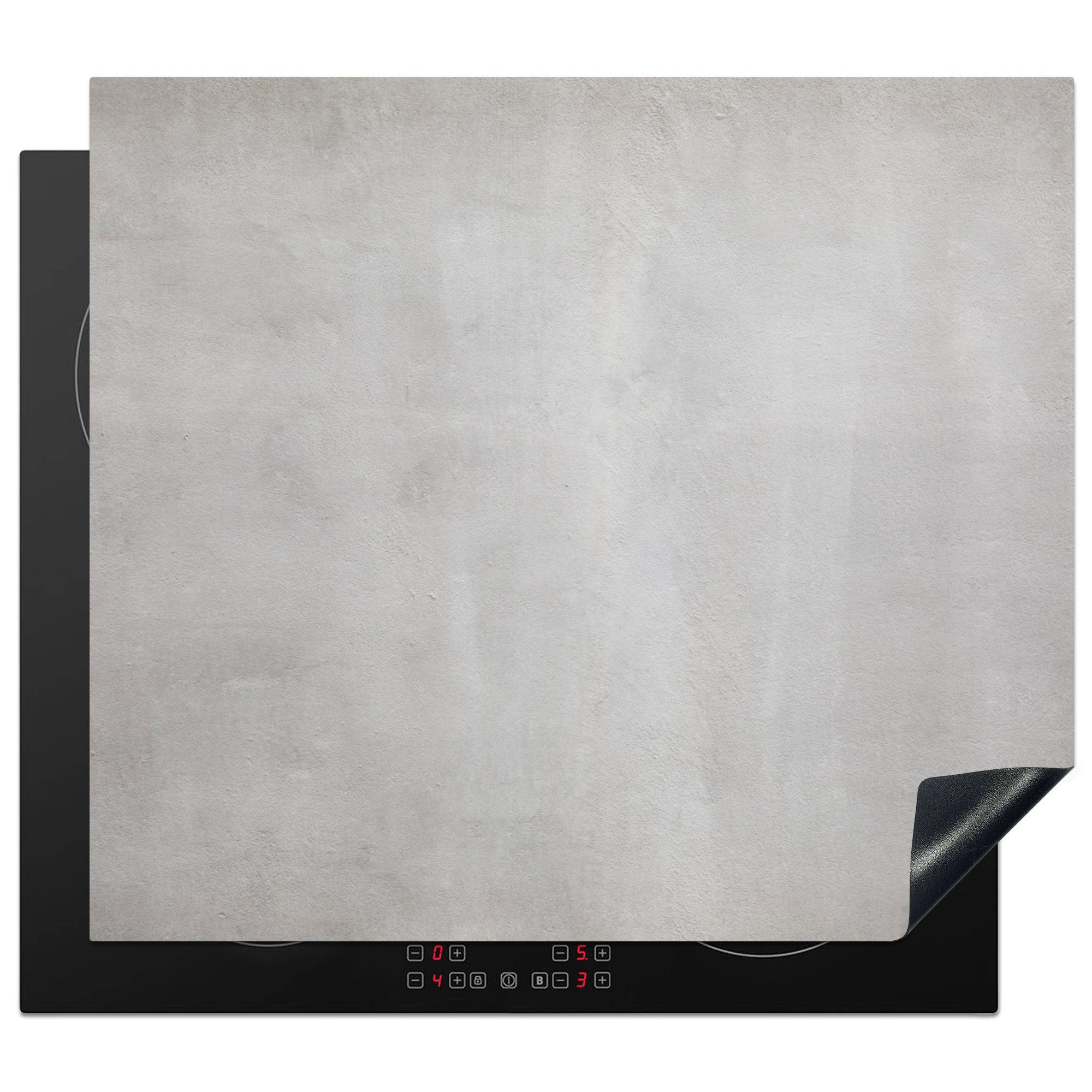 MuchoWow Herdblende-/Abdeckplatte Beton - Grau - Zement - Industriell - Strukturiert, Vinyl, (1 tlg), 58x51 cm, Küchen Dekoration für Induktionsherd, Induktionskochfeld