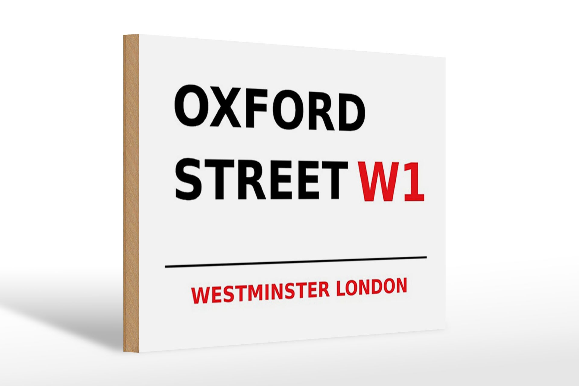 Femer GmbH Holzbild London 30x20cm Westminster Oxford Street W1, (1 St), Glatte Holzfaserplatte (MDF), vorn beschichtet