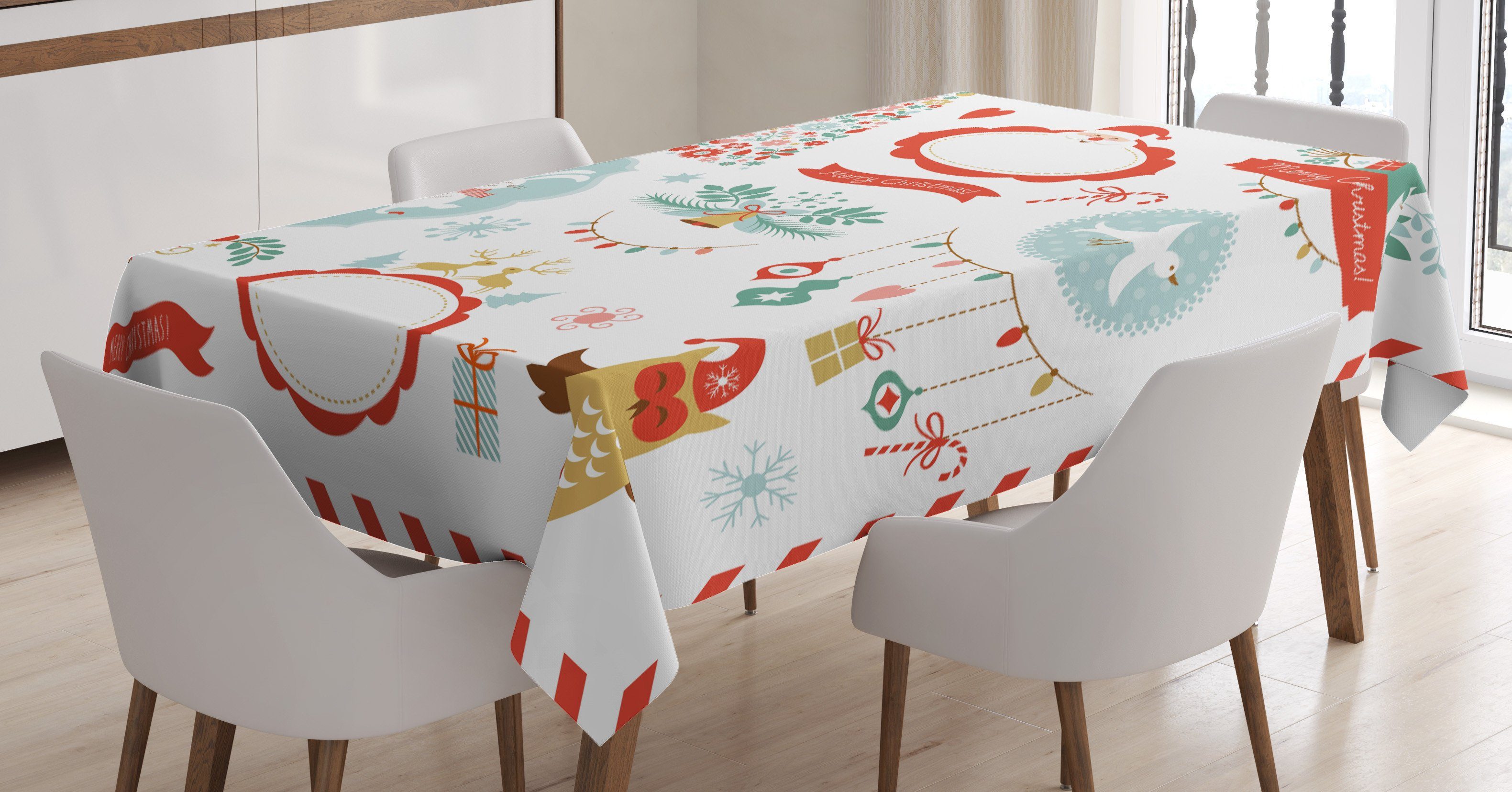 Abakuhaus Tischdecke Farbfest Waschbar Farben, Bereich Fröhlich Grafik geeignet Außen den Weihnachten Klare Für