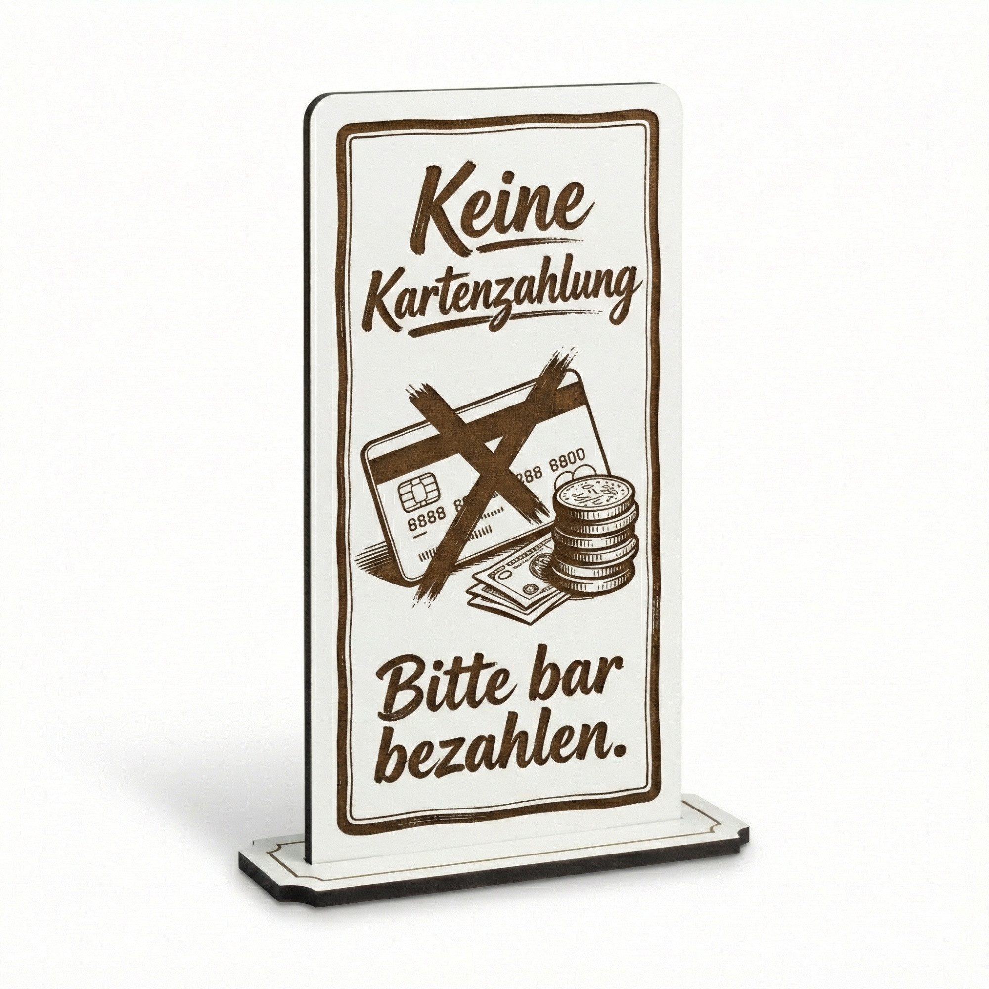 Dekolando Hinweisschild Aufsteller Schild „Keine Kartenzahlung“ – Tischaufsteller 10x20 cm ink