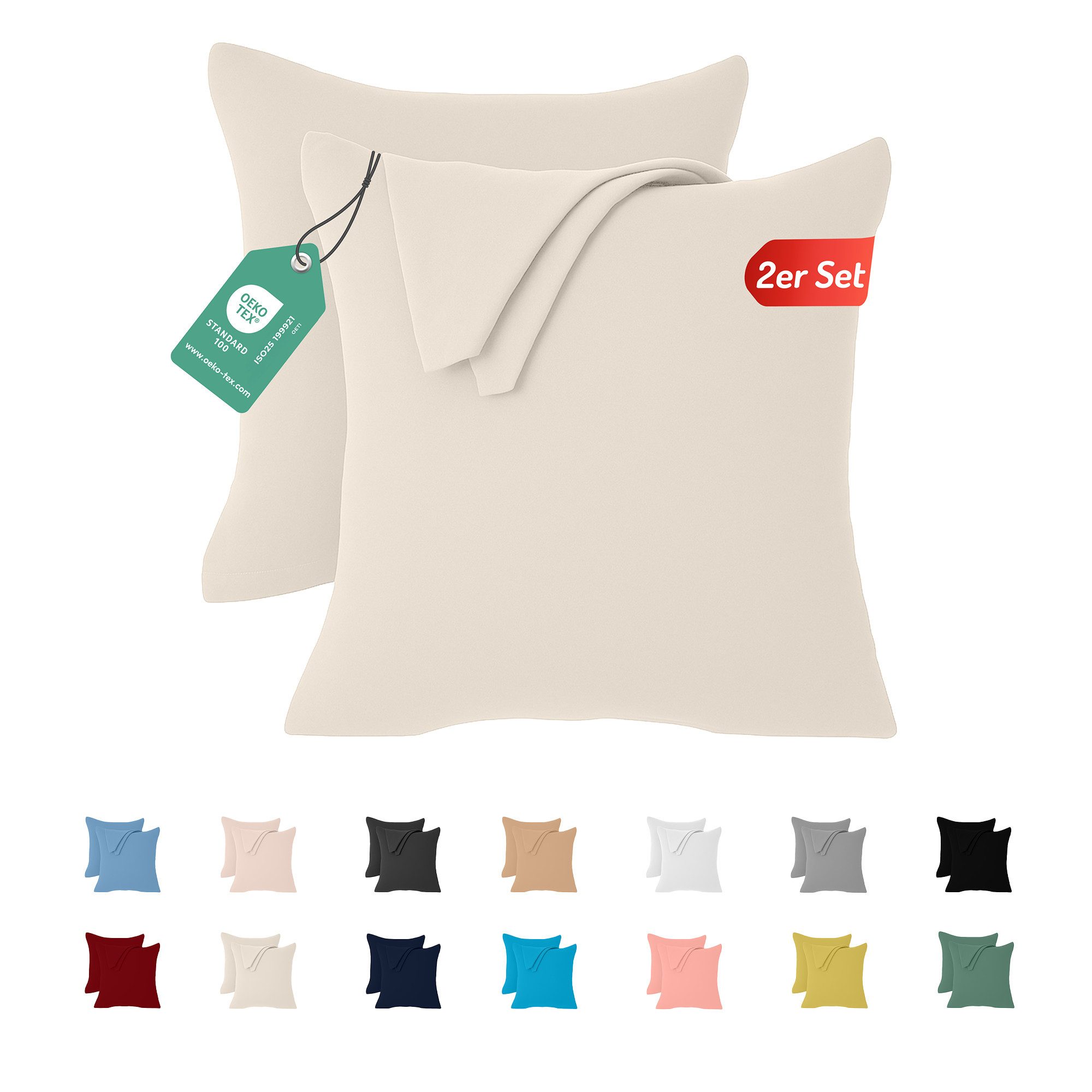 livessa Kissenbezug 2er Set Kissenbezug - Verdeckter Reißverschluss - Kopfk günstig online kaufen