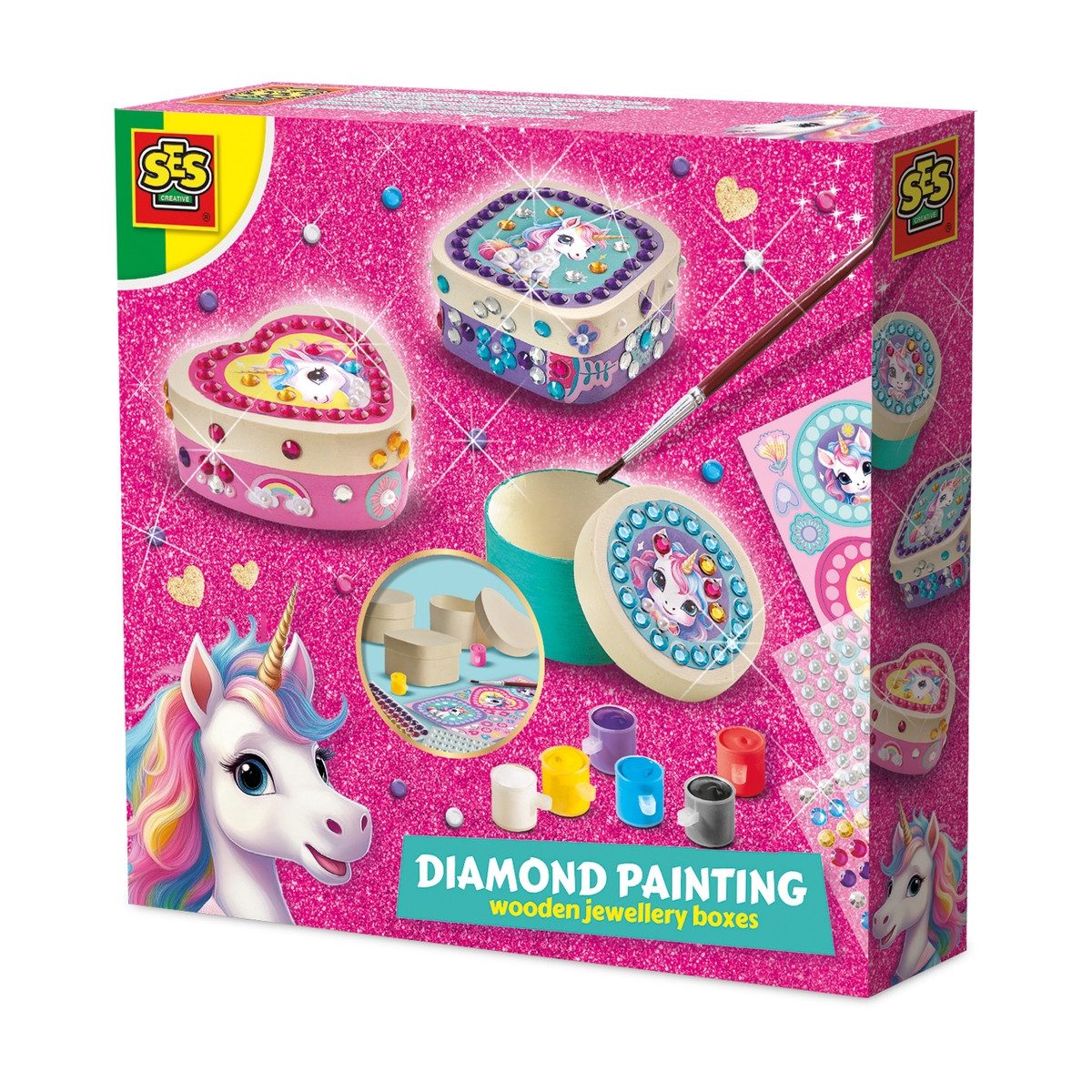 SES Creative Bilderrahmen zum Basteln SES CREATIVE Bastelset Unicorn-Diamond Painting Schmuckkästchen