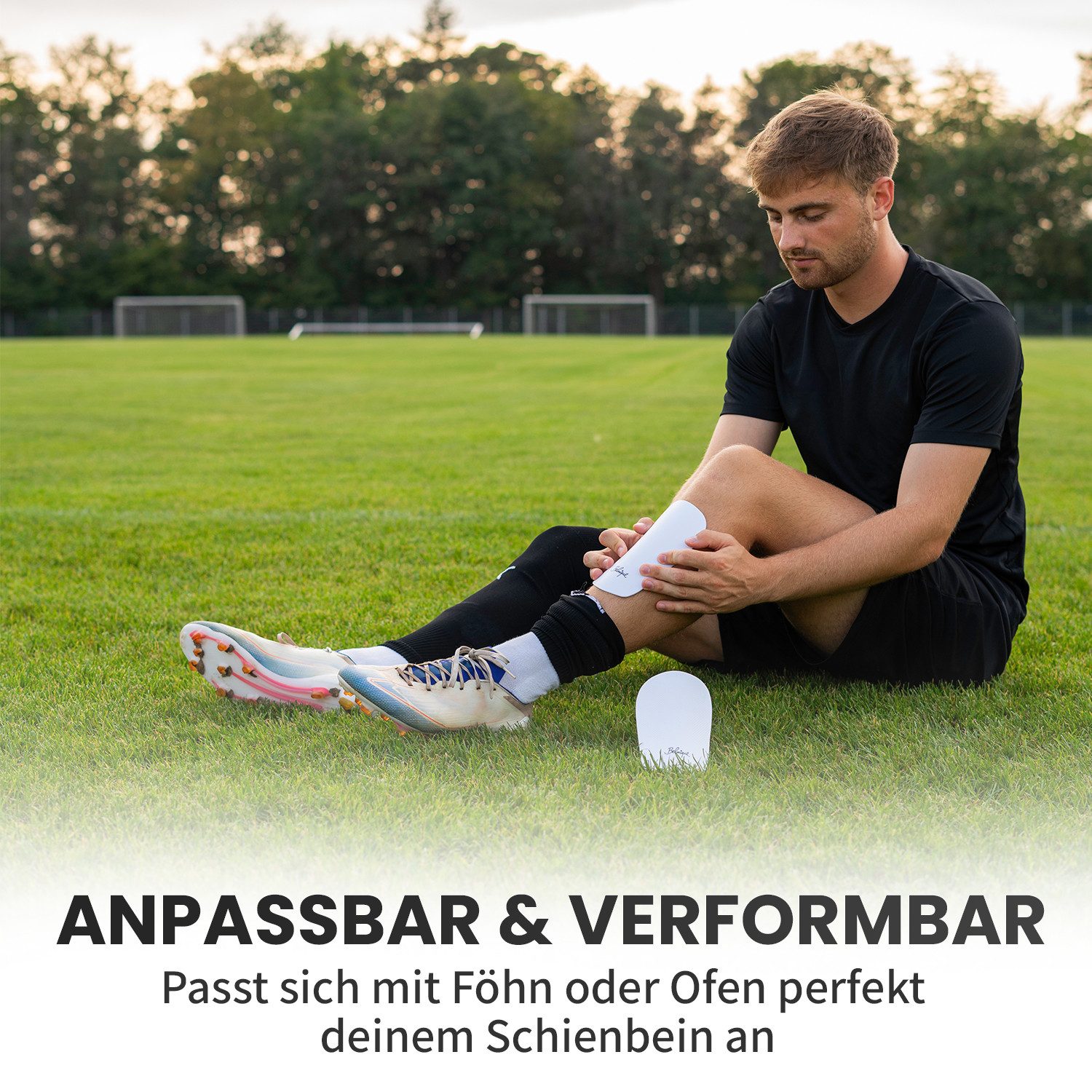 Belmique Fußball Schienbeinschoner Belmique Schienbeinschoner Anpassbar für Herren, Damen, Kinder (Sheen Pads, 2er-Set), Formbare Mini-Schienbeinschoner, 25 g leicht, anpassbar