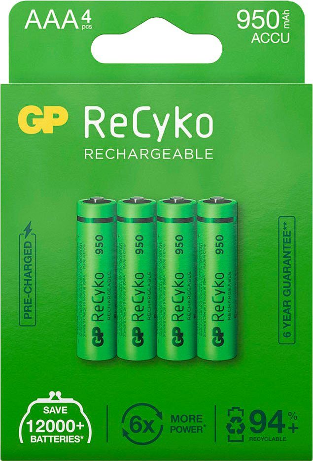 GP Batteries 4er Pack AAA NiMH 950 mAh ReCyko 1,2V Batterie, (1,2 V, 4 St)