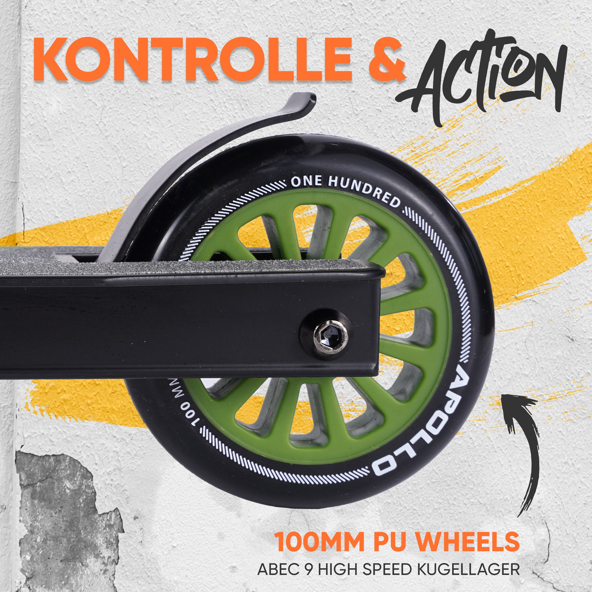 Apollo Stuntscooter Gravity - Fun-Kickscooter für Kinder und Teenager, Hohe Belastbarkeit (bis 100kg) und einfaches Handling.