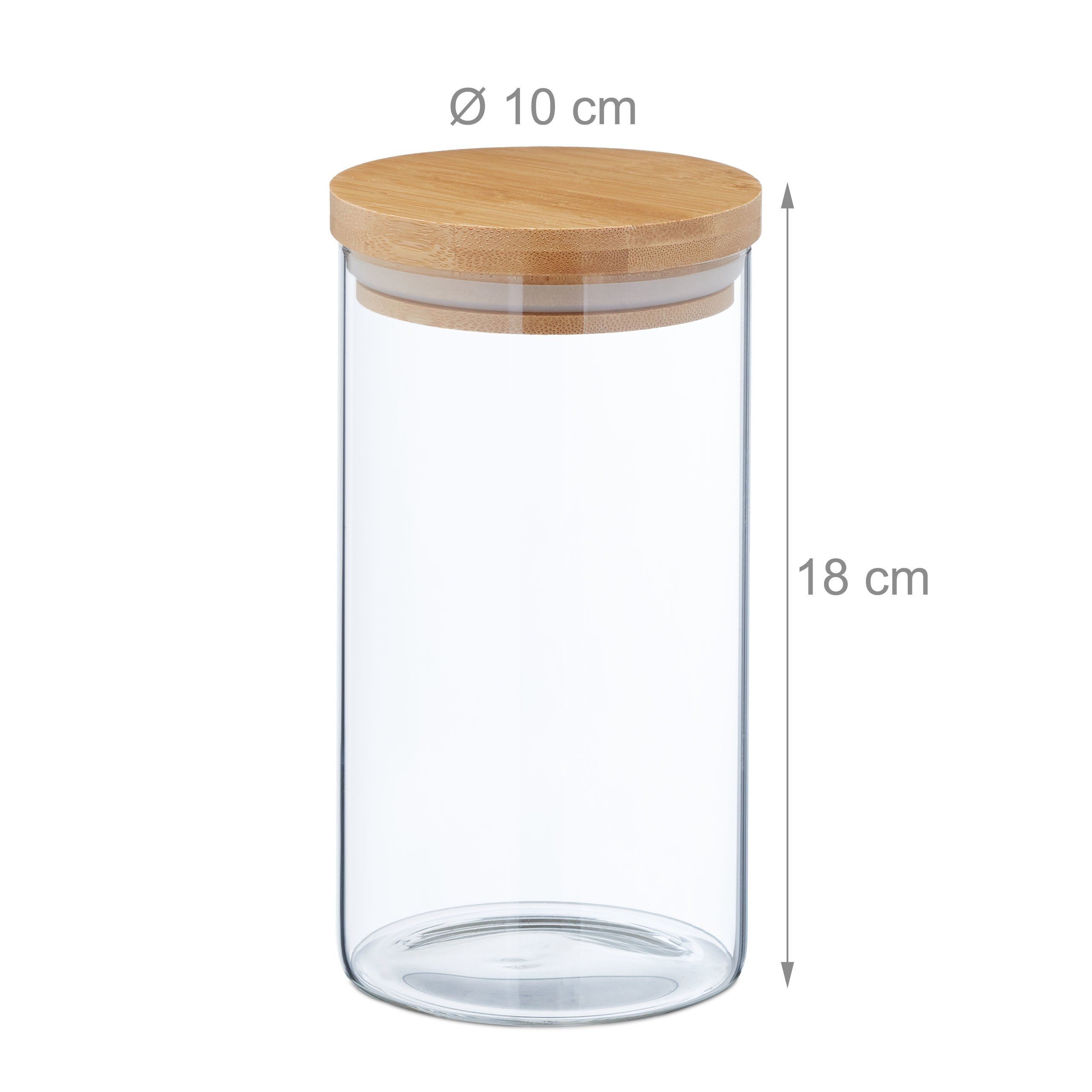 relaxdays Vorratsglas Vorratsgläser mit Deckel 4er Set 1000 ml, Glas, (4-tlg) – Bild 4 von 5