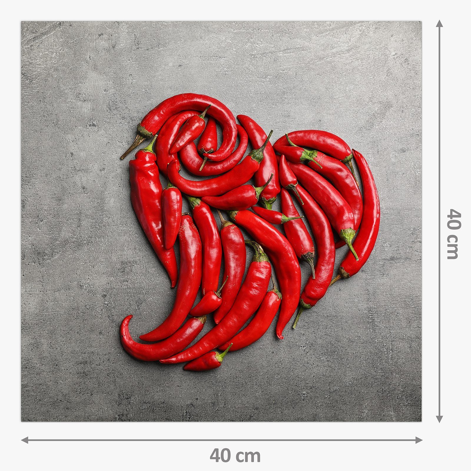Herz Primedeco aus Spritzschutz Küchenrückwand Küchenrückwand Glas Chilischoten Motiv mit