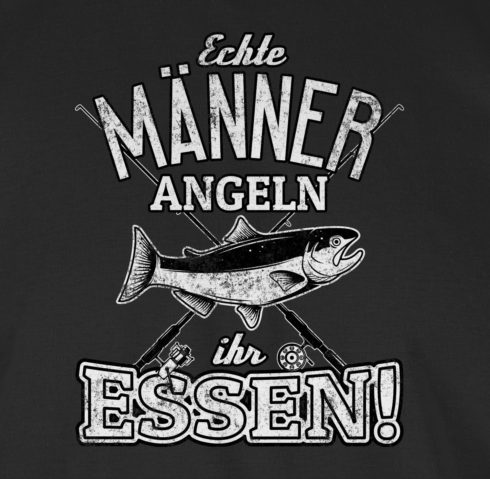 Angler 01 Schwarz T-Shirt angeln Echte ihr Geschenke Shirtracer Essen Männer