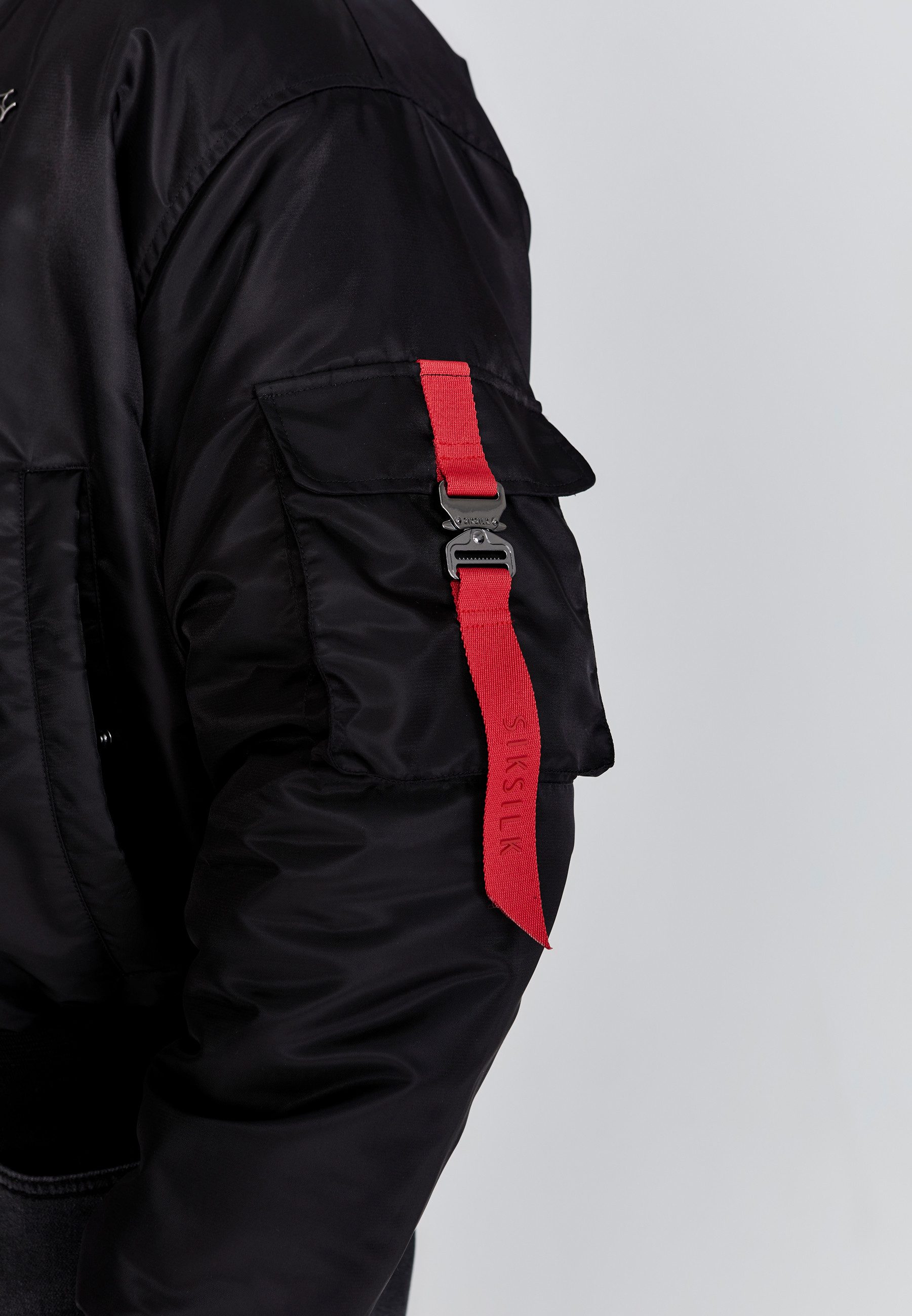 Siksilk Bomberjacke SikSilk Herren Schwarze Bomberjacke