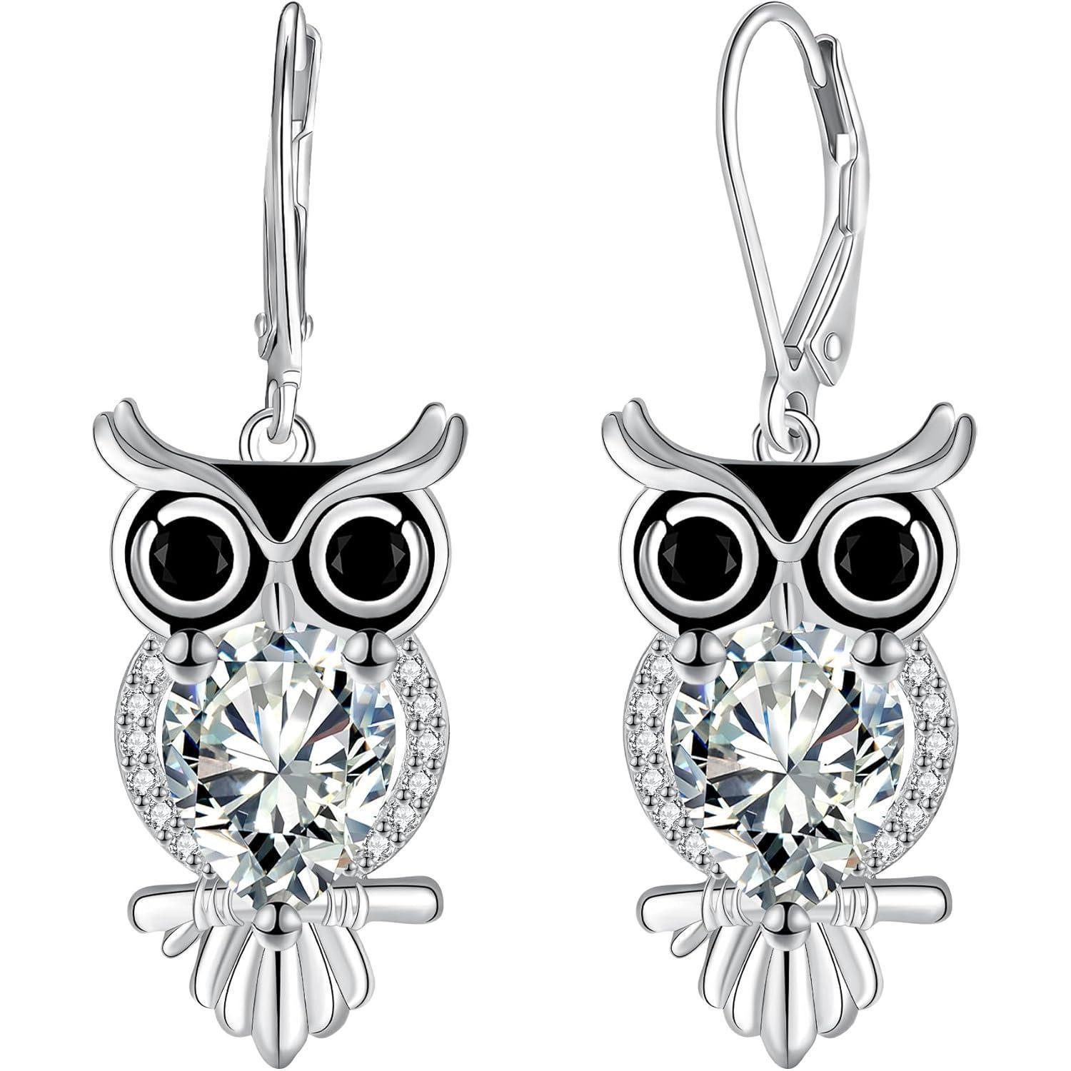 Paar Ohrhänger Ohrringe Silber 925 hängend lang Geschenk Mama Ehefrau Eulen