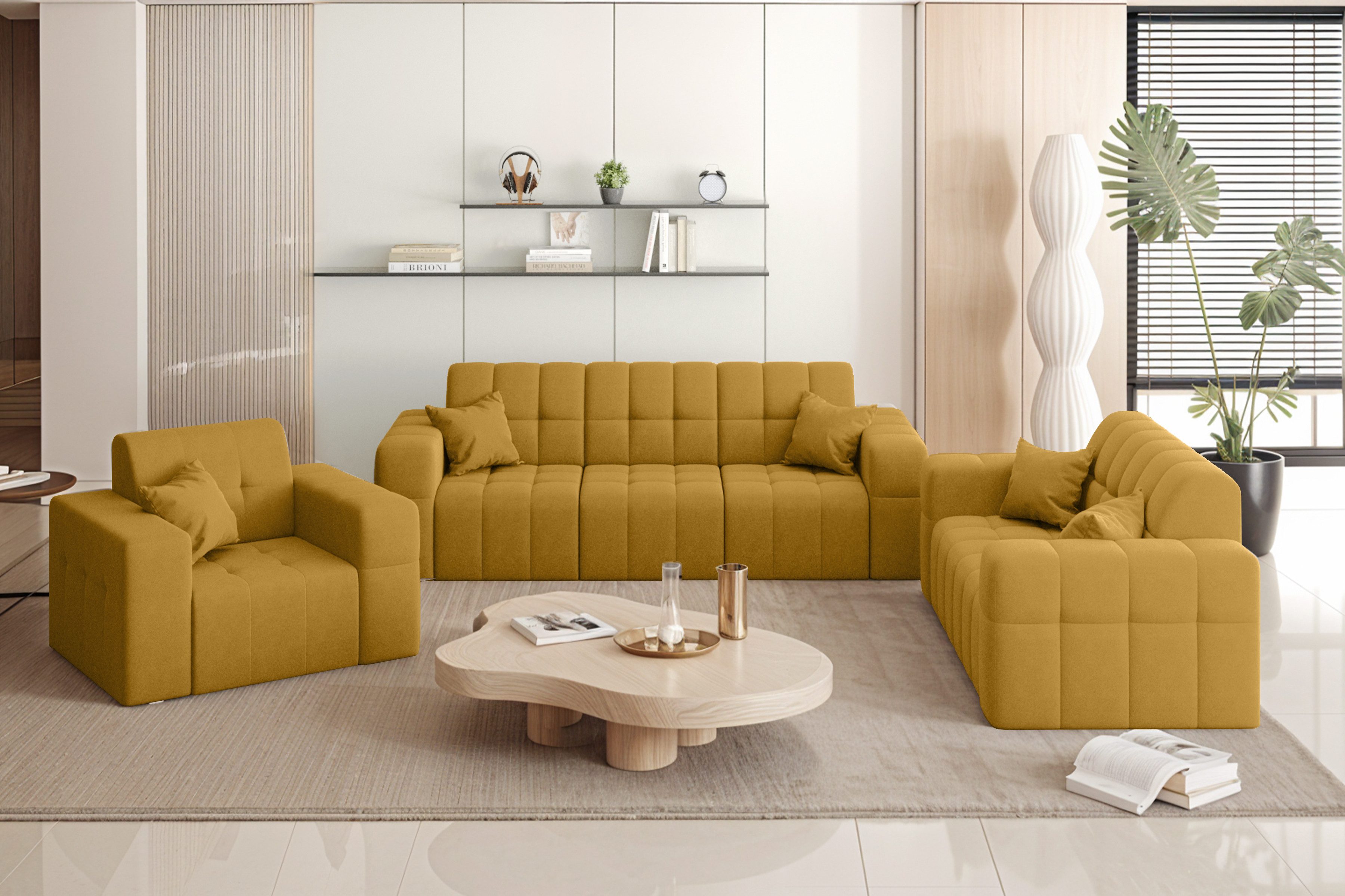 Kaiser Möbel Loungeset Couchgarnitur NIMES - Sofagarnitur 3-2-1, breite Farbpalette