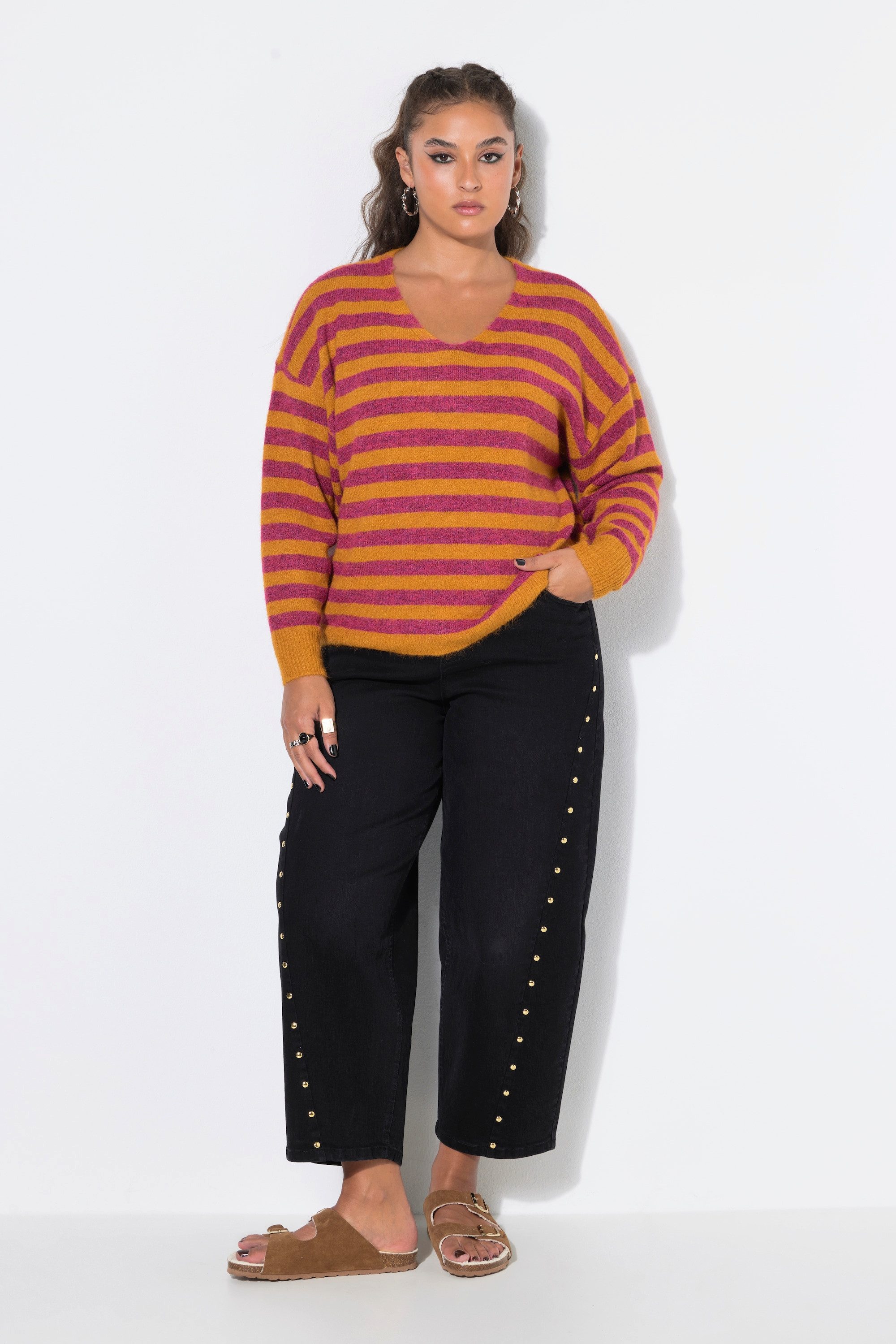 Studio Untold Strickpullover Pullover Boxy Shape Streifenstrick