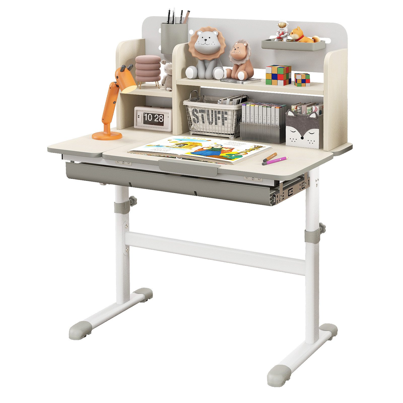 KOMFOTTEU Kinderschreibtisch, mit 7-stufig neigbarer Tischplatte, für Kinde günstig online kaufen