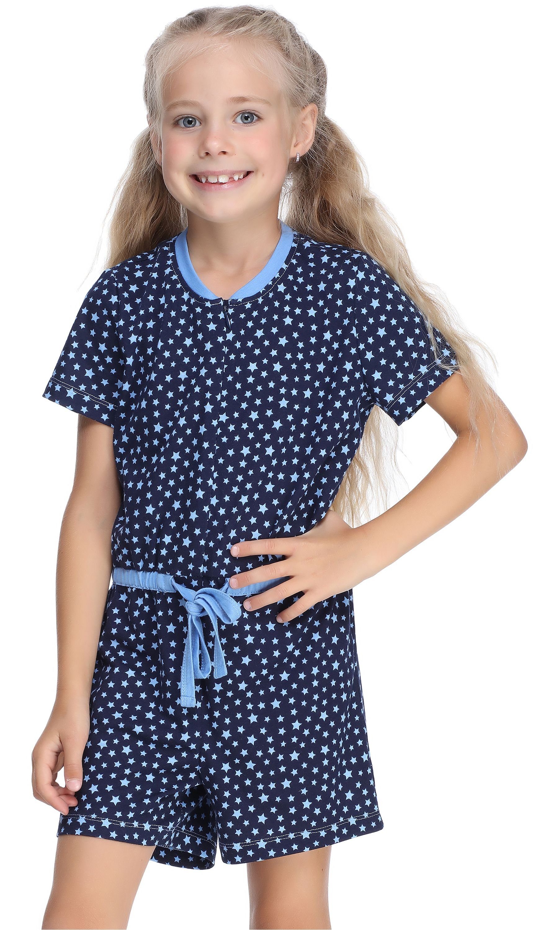 Marineblau/Sterne Schlafanzug Overall Schlafanzug MS10-267 Style Mädchen Merry Short