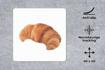 MuchoWow Gaming Mauspad Aquarell - Croissant - Lebensmittel (1-St), Mousepad mit Rutschfester Unterseite, Gaming, 40x40 cm, XXL, Großes