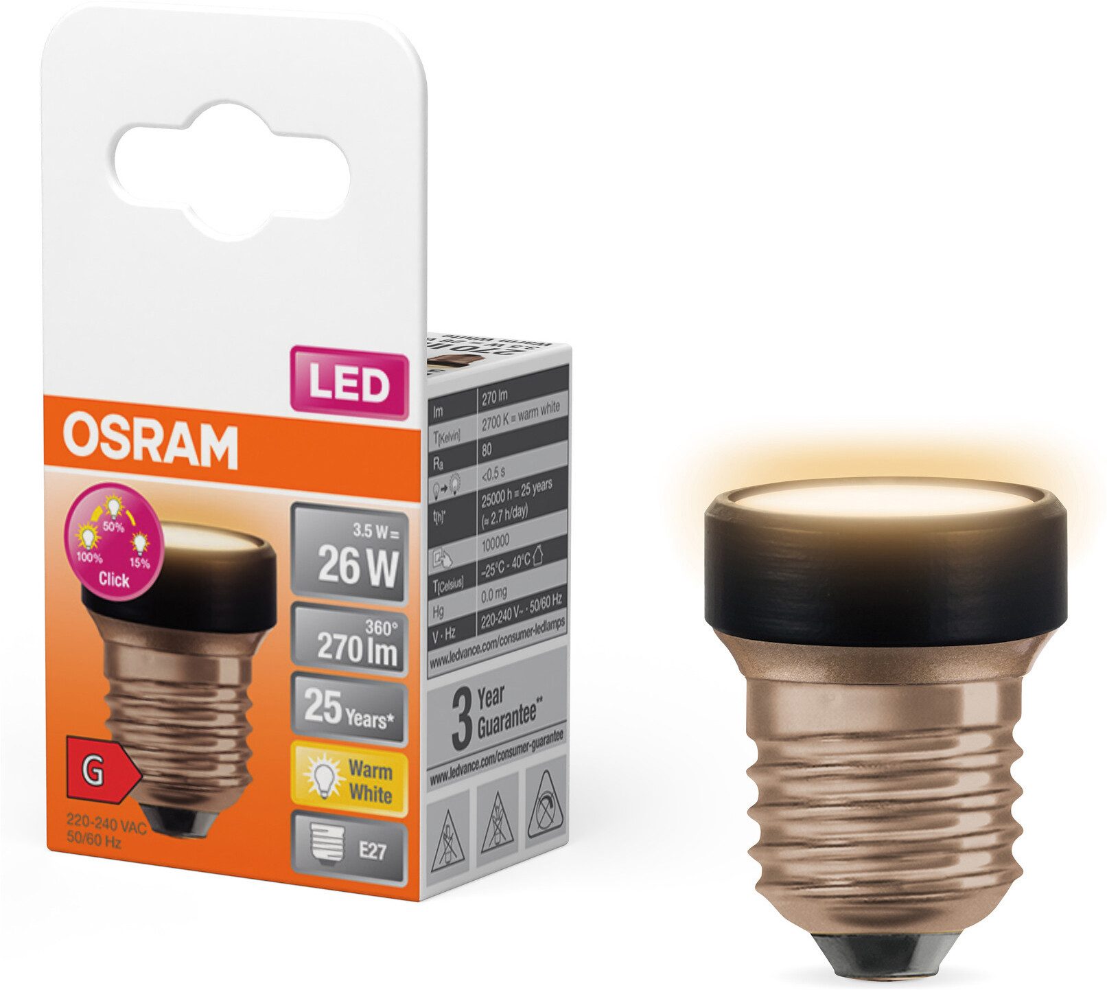 Osram LED-Leuchtmittel LED STAR FLAT, E27, 1 St., Warmweiß