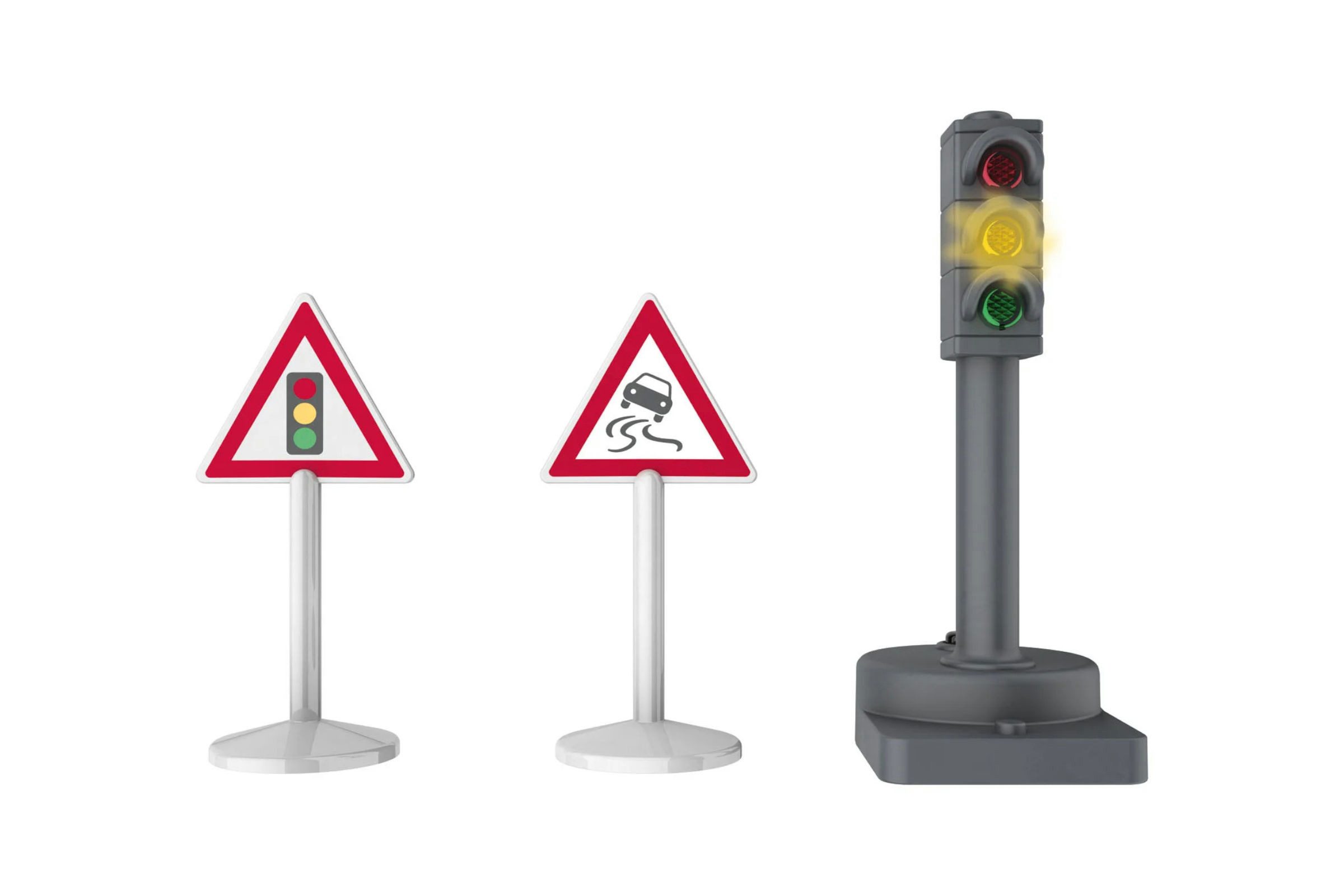 Playtive Modelleisenbahn-Verkehrszeichen Playtive Eisenbahn Zubehör Bahn Verkehrsschilder Verkehr, Spur kompatibel mit gängigen Holzeisenbahnen, (Set, 3-tlg., Ampel inkl. 2 Verkehrsschildern), elektronische Ampel mit LED-Beleuchtung